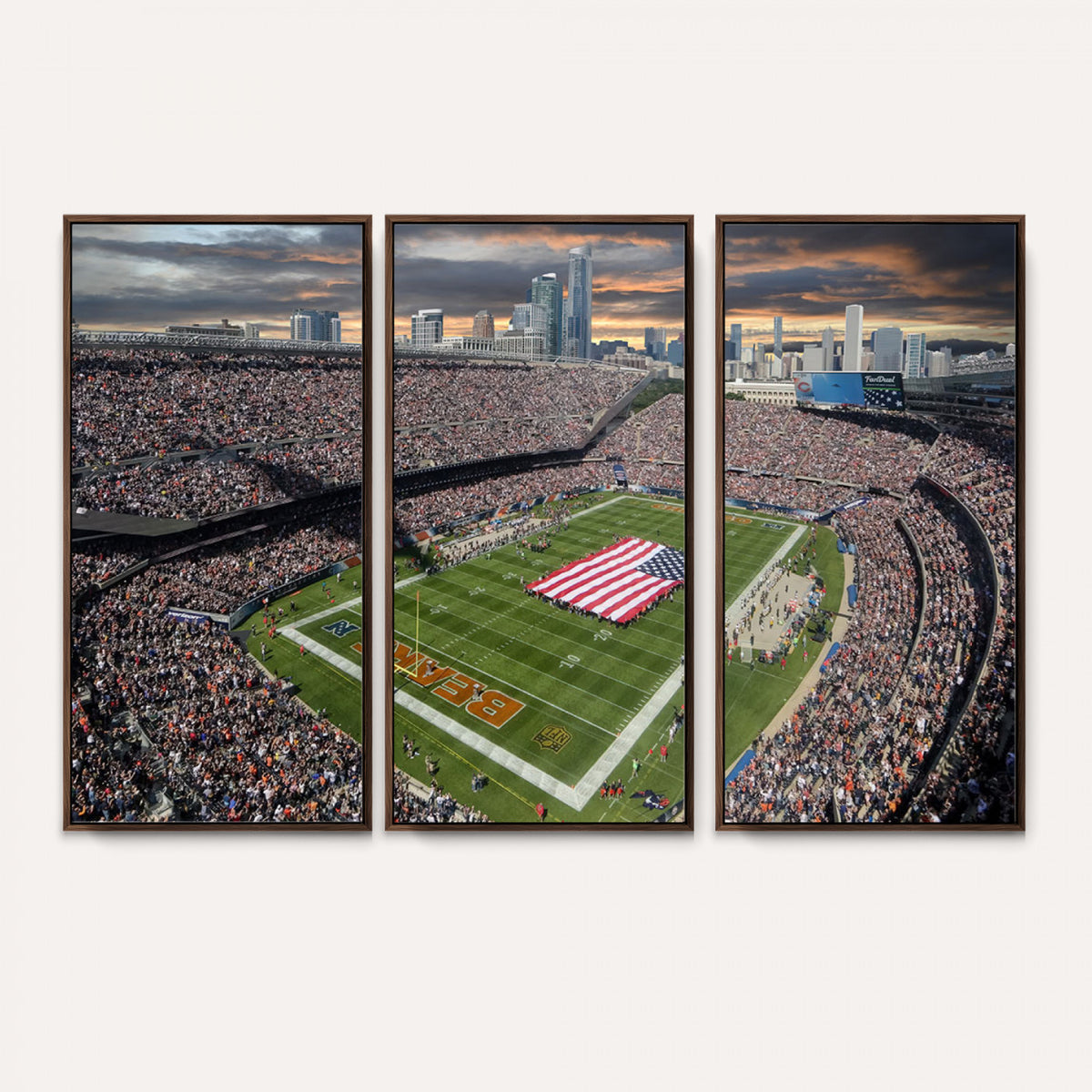 98106777-PAN-FL-20X10 - Chicago Bears Soldiers Field Wall Art Canvas Print, Extra Large Game Room Wall Decor