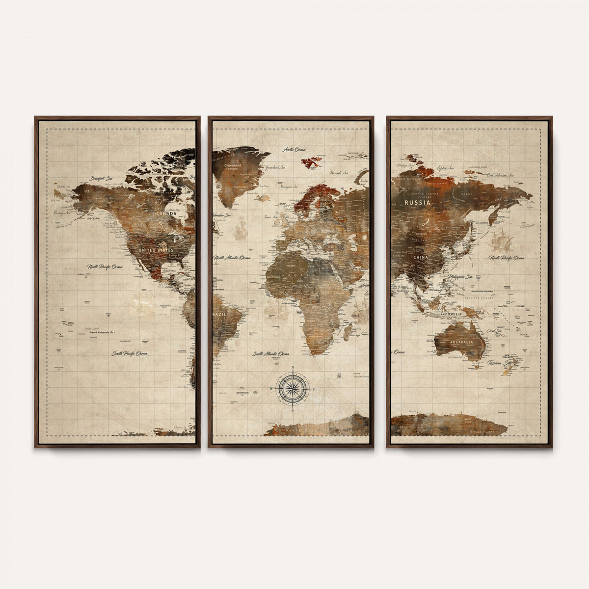 23610090-MGV-CV-36X24 - Vintage World Map Wall Art Canvas Print for Living Room,