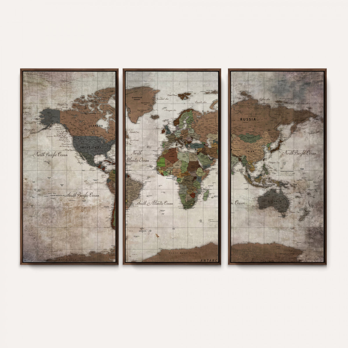 65393892-MGV-CV-36X24 - World Map Wall Art Canvas Print, Modern Decorative Framed Map Artwork Prints for Living Room, Office, Bedroom Wall Decor