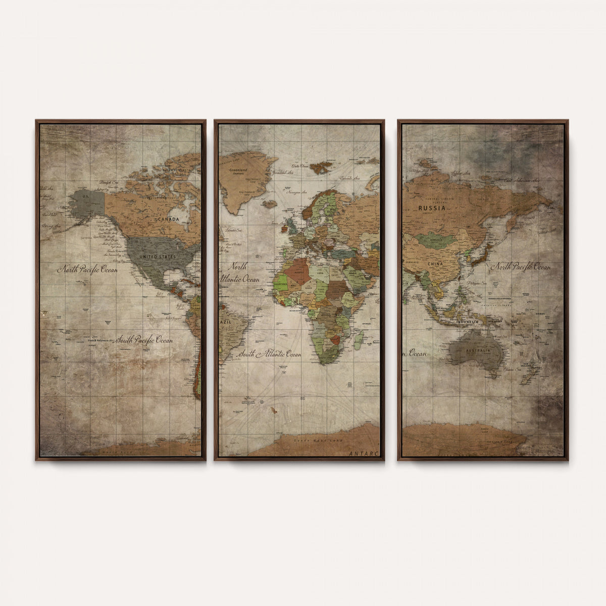 20356264-MGV-CV-36X24 - World Map Wall Art Canvas Print, Modern Decorative Framed Map Artwork Prints for Living Room, Office, Bedroom Wall Decor