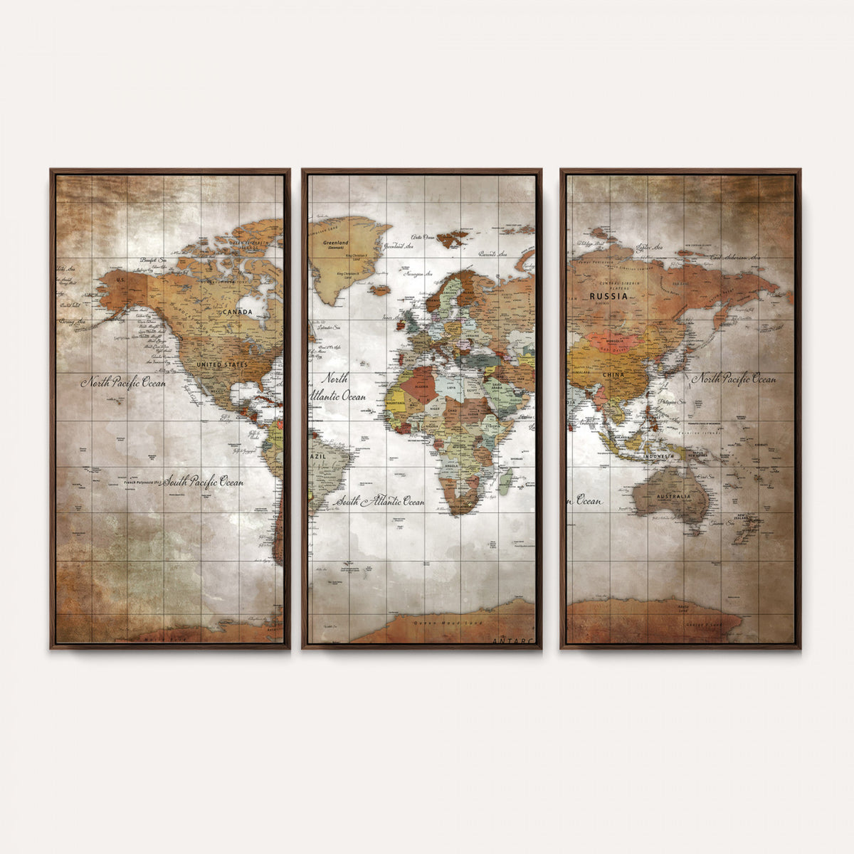 51643807-MGV-CV-36X24 - World Map Wall Art Canvas Print, Modern Decorative Framed Map Artwork Prints for Living Room, Office, Bedroom Wall Decor