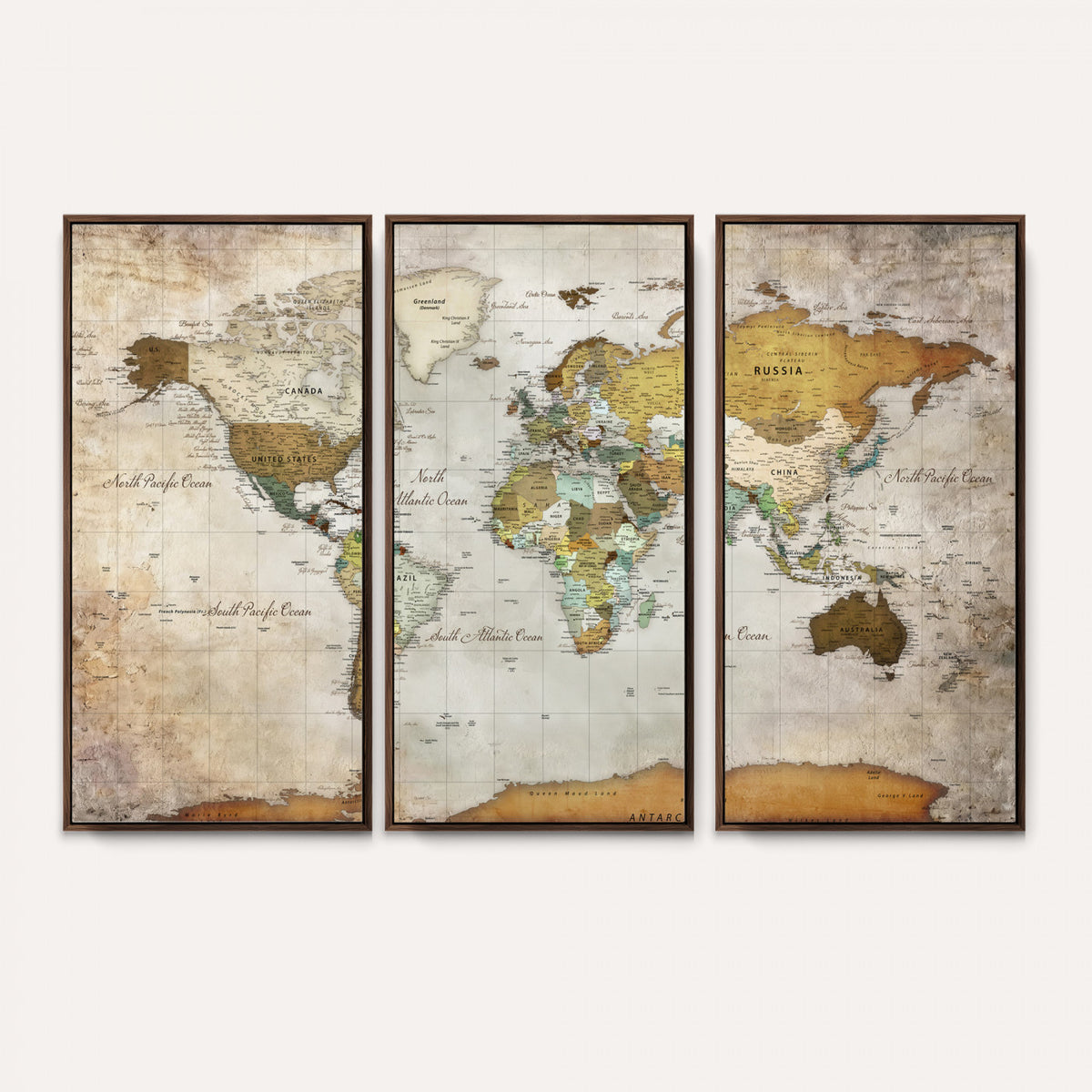 86108417-MGV-CV-36X24 - World Map Wall Art Canvas Print, Modern Decorative Framed Map Artwork Prints for Living Room, Office, Bedroom Wall Decor