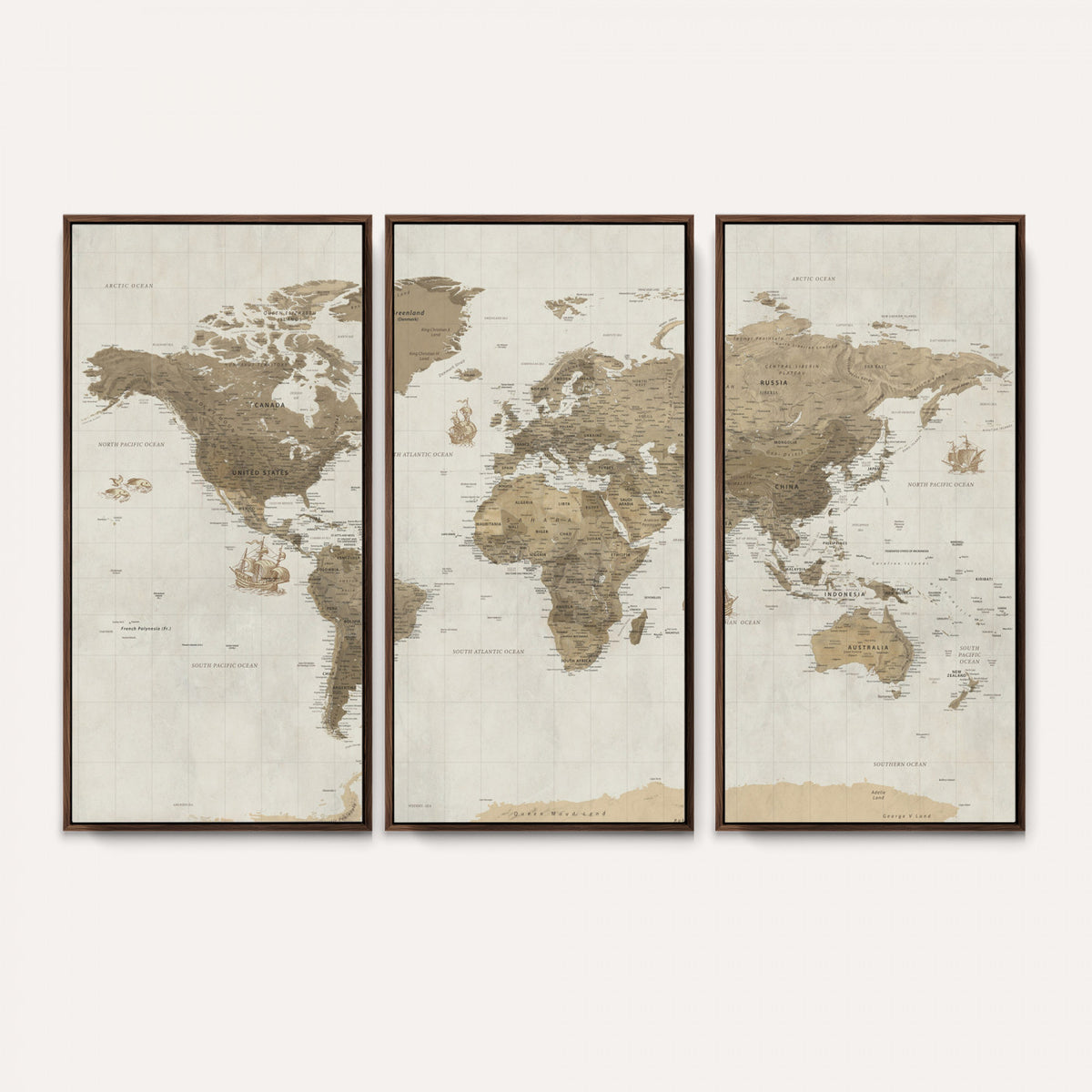 28283260-MGV-CV-36X24 - Detailed World Map Wall Art Canvas Print
