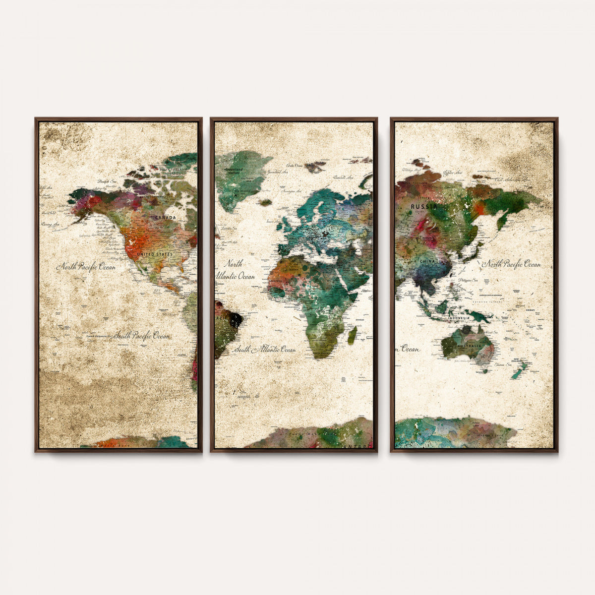 87544591-MGV-CV-36X24 - World Map Wall Art Canvas Print, Modern Decorative Framed Map Artwork Prints for Living Room, Office, Bedroom Wall Decor