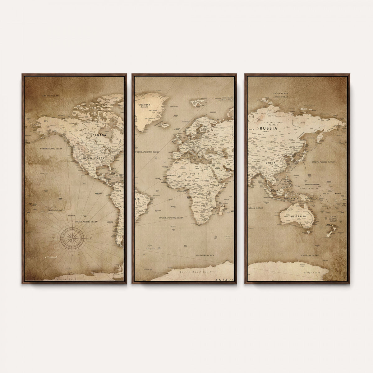 34795134-MGV-CV-36X24 - World Map Wall Art Canvas Print, Modern Decorative Framed Map Artwork Prints for Living Room, Office, Bedroom Wall Decor