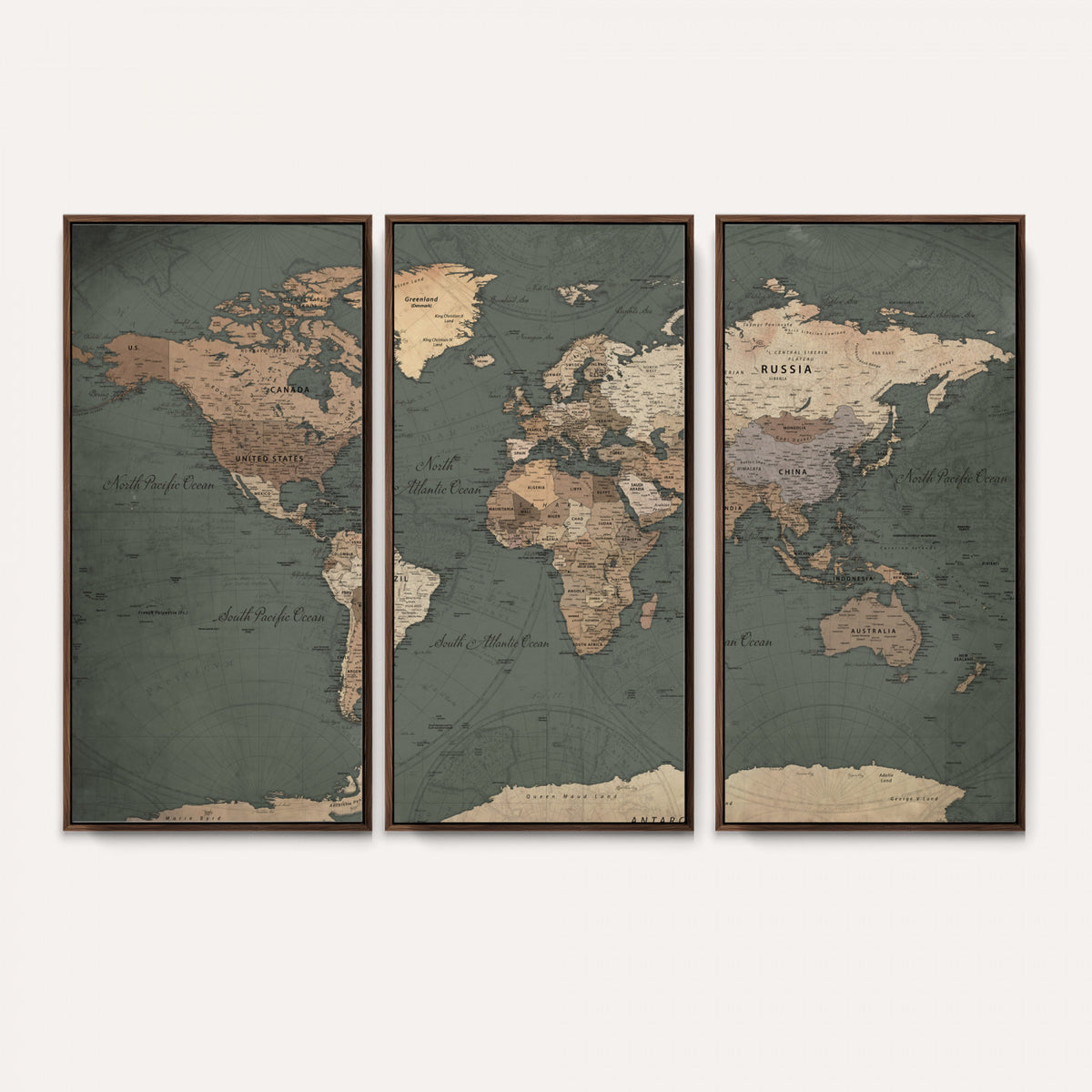 84619399-MGV-CV-36X24 - World Map Wall Art Canvas Print, Modern Decorative Framed Map Artwork Prints for Living Room, Office, Bedroom Wall Decor