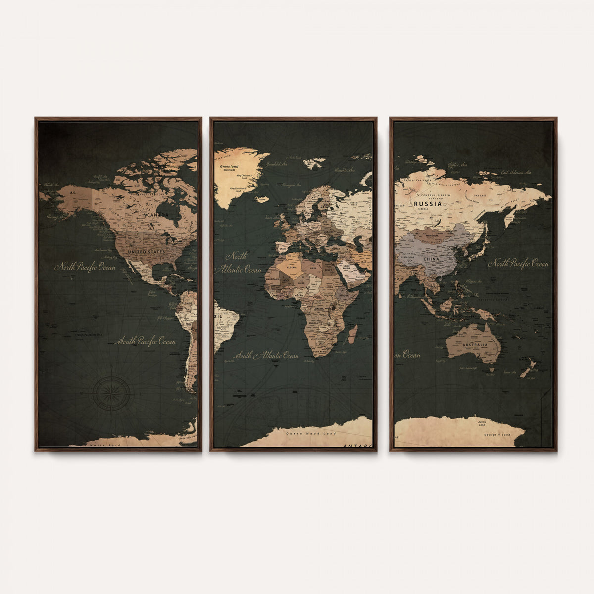 62059333-MGV-CV-36X24 - World Map Wall Art Canvas Print, Modern Decorative Framed Map Artwork Prints for Living Room, Office, Bedroom Wall Decor