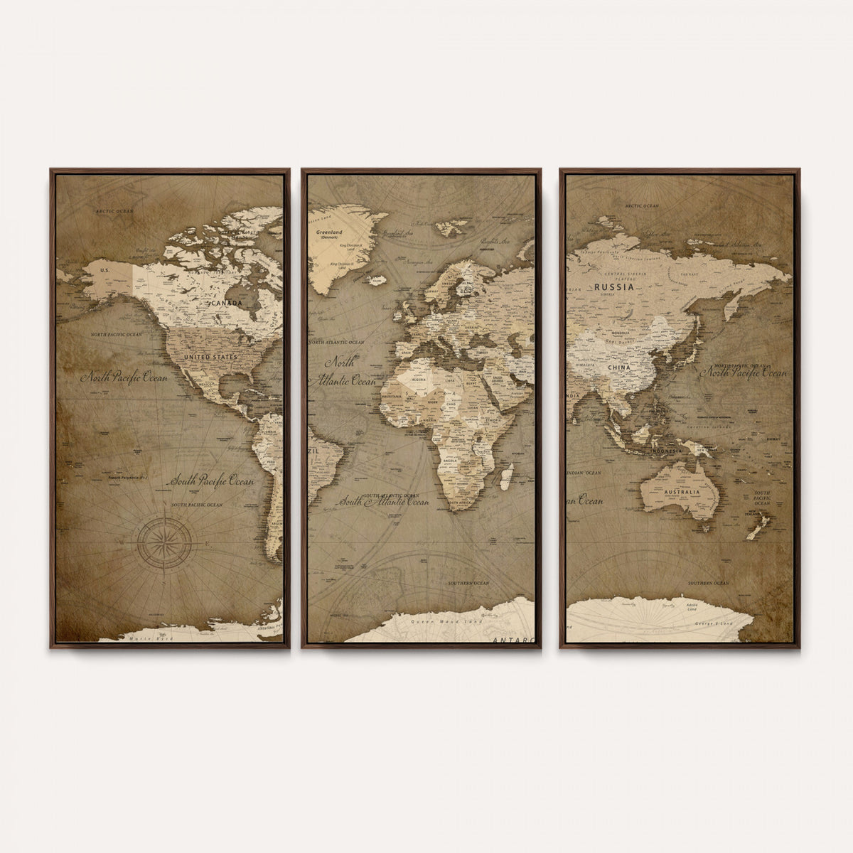 82314635-MGV-CV-36X24 - World Map Wall Art Canvas Print, Modern Decorative Framed Map Artwork Prints for Living Room, Office, Bedroom Wall Decor