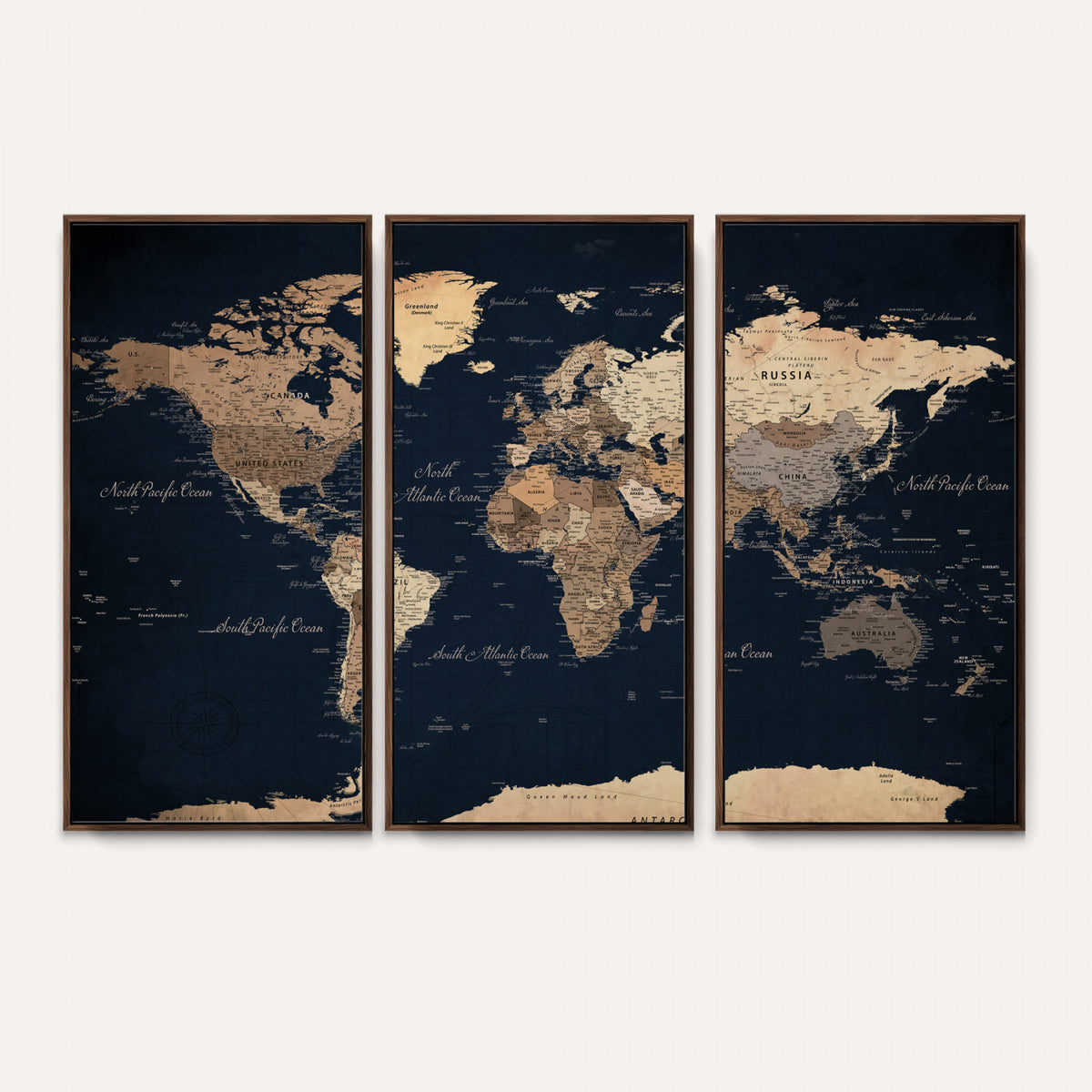 53971530-MGV-CV-36X24 - World Map Wall Art Canvas Print, Modern Decorative Framed Map Artwork Prints for Living Room, Office, Bedroom Wall Decor
