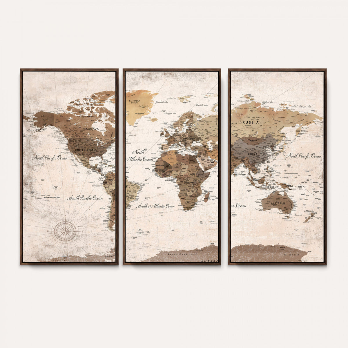 38923639-MGV-CV-36X24 - World Map Wall Art Canvas Print, Modern Decorative Framed Map Artwork Prints for Living Room, Office, Bedroom Wall Decor