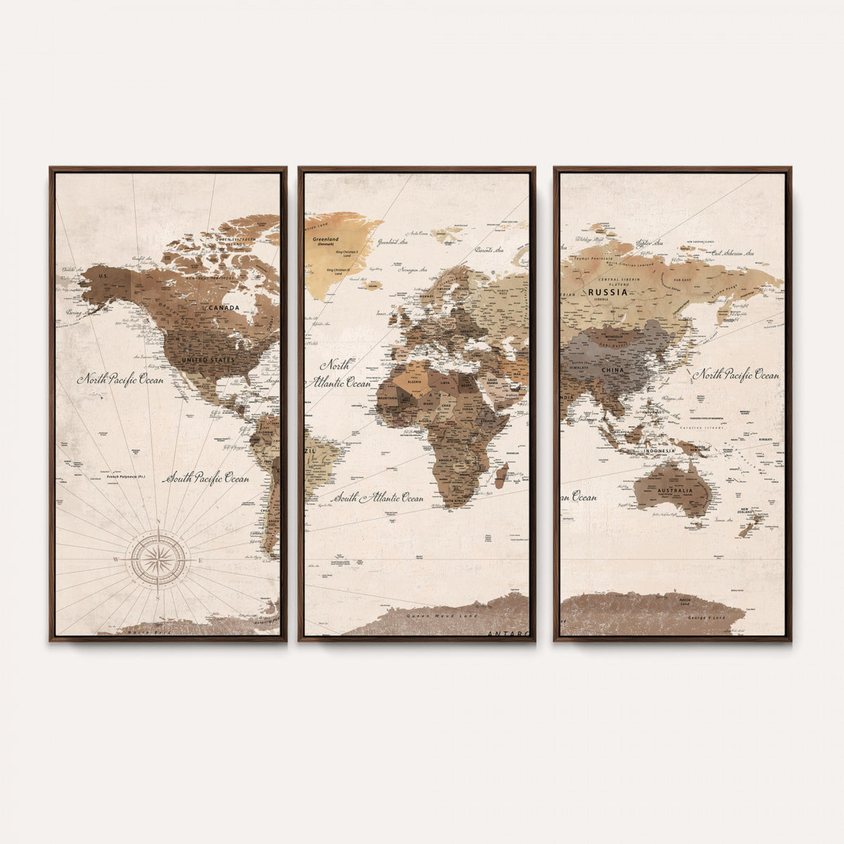 69860078-MGV-CV-36X24 - World Map Wall Art Canvas Print, Modern Decorative Framed Map Artwork Prints for Living Room, Office, Bedroom Wall Decor