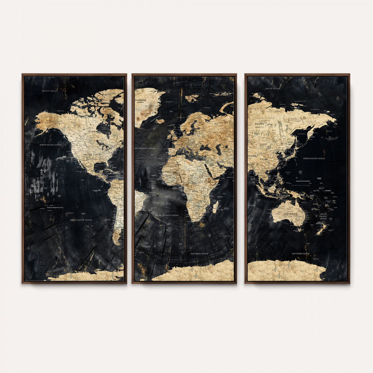 45535041-MGV-CV-36X24 - Framed Large World Map Wall Art Canvas Print for Living Room