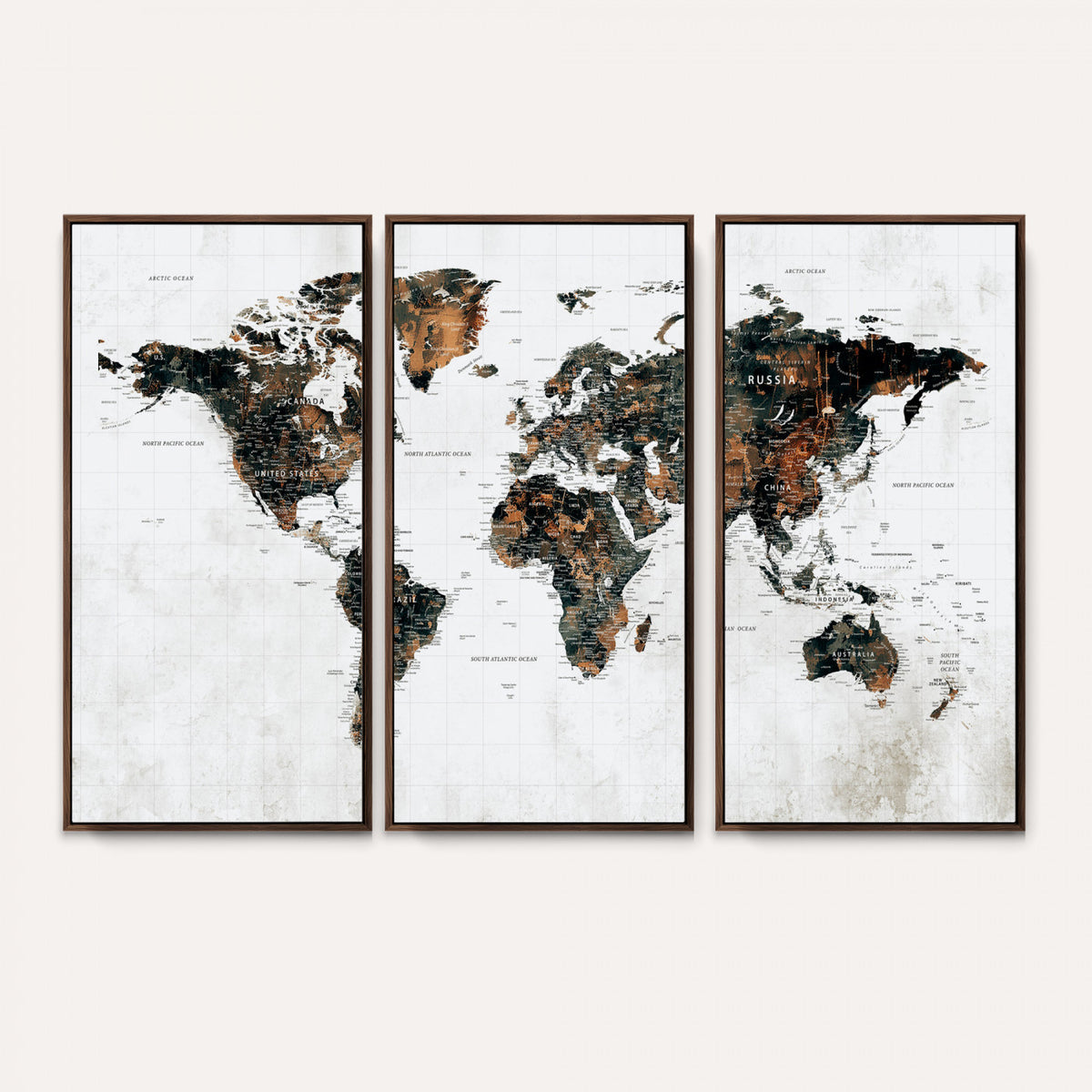 60008766-MGV-CV-36X24 - Large World Map Canvas Print – Framed Travel Map Wall Art