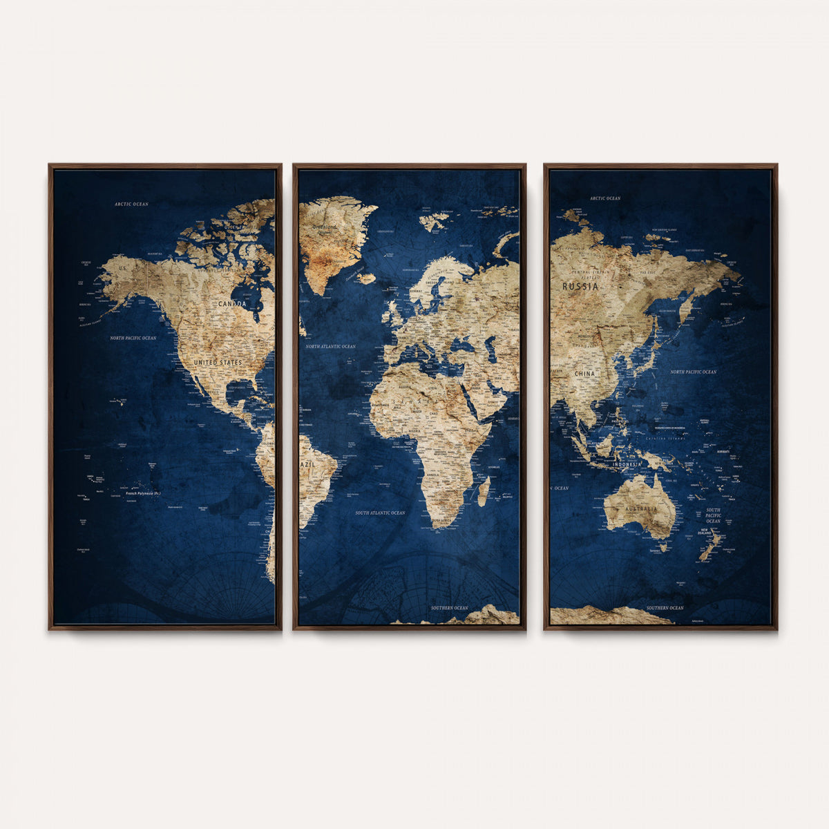 57503519-MGV-CV-36X24 - World Map Canvas Print – Framed Travel Map Wall Art for