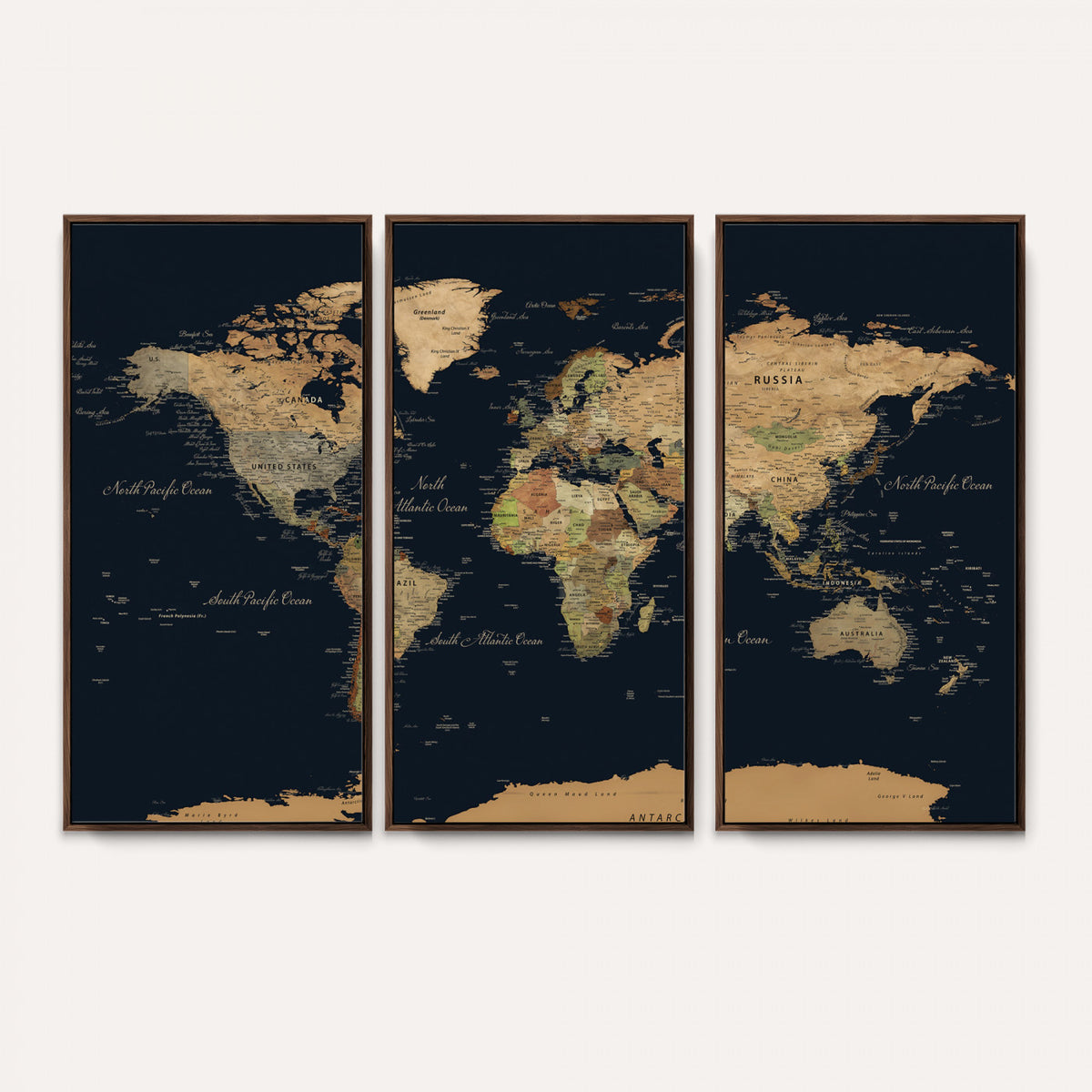 94449133-MGV-CV-36X24 - Vintage World Map Canvas on the Dark Background Wall Art