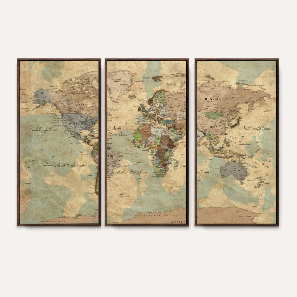 72396478-MGV-CV-36X24 - Vintage World Map Wall Art | Ready to Hang and Framed