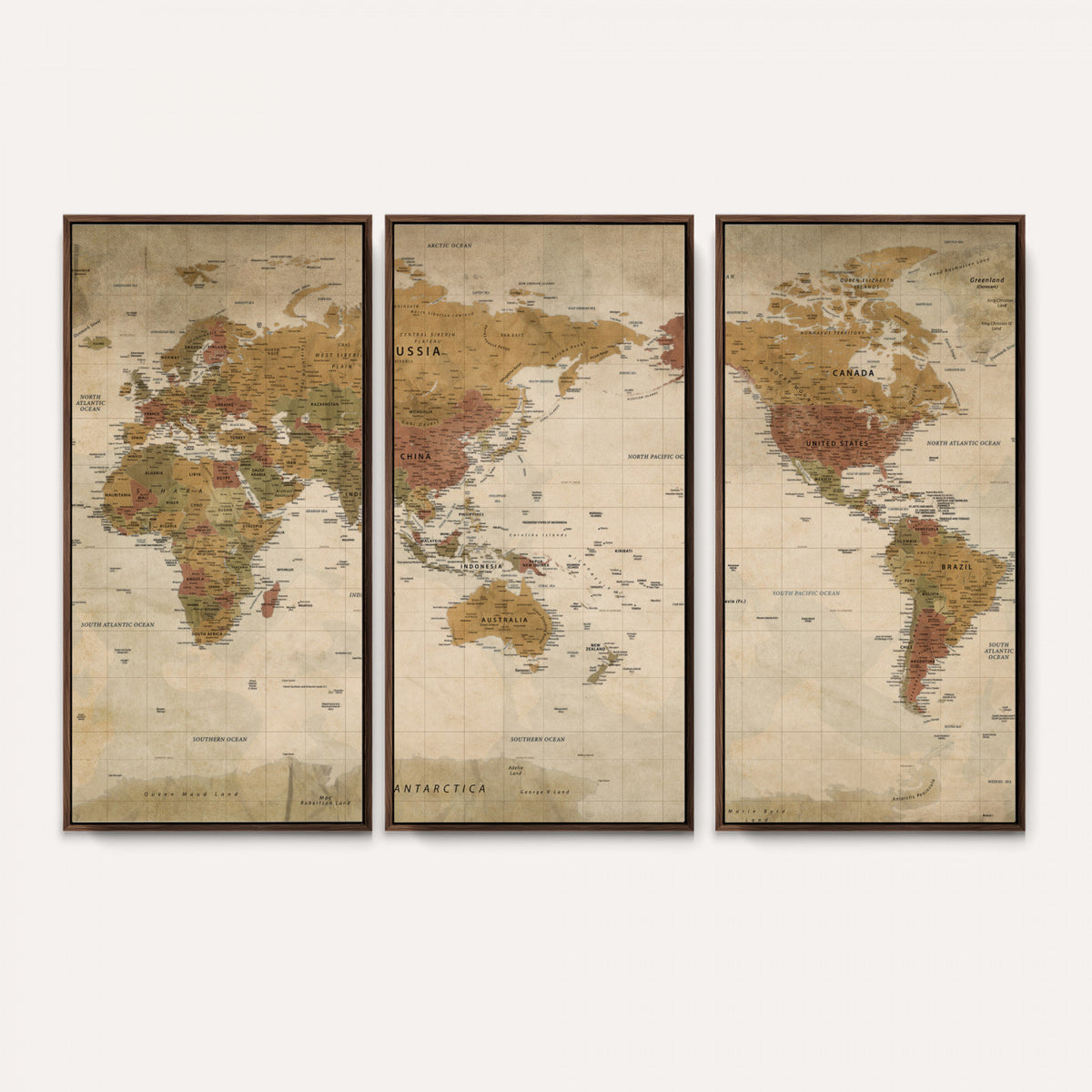 83478963-MGV-CV-36X24 - Vintage Detailed World Map Wall Art Canvas Print – Antique