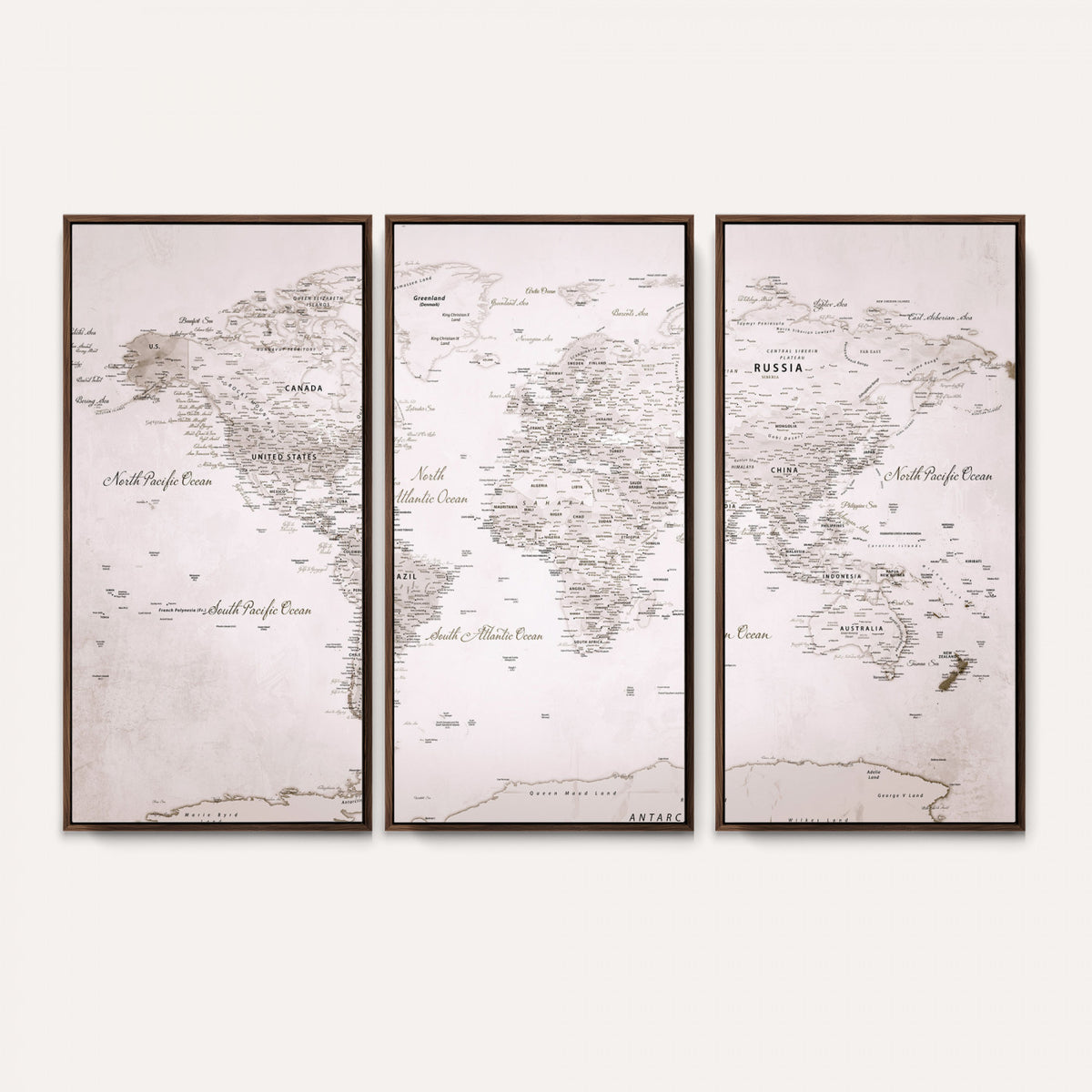 10953519-MGV-CV-36X24 - World Map Canvas Print – Detailed Map of the World Wall Art