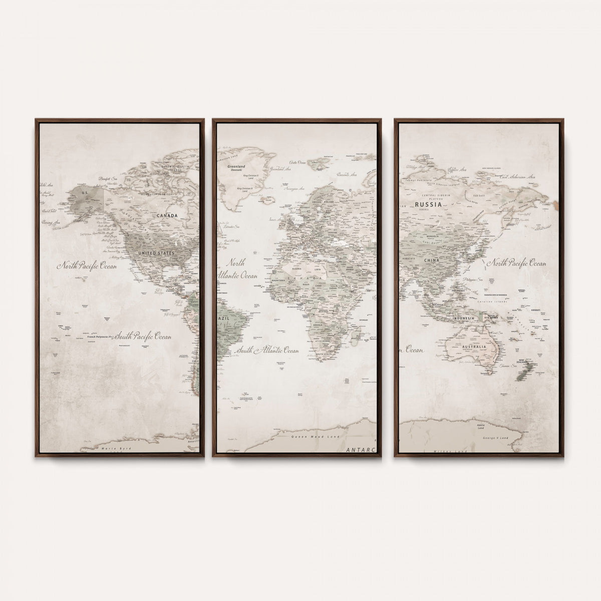 90355419-MGV-CV-36X24 - Antique Style World Map Canvas Print - Vintage Detailed
