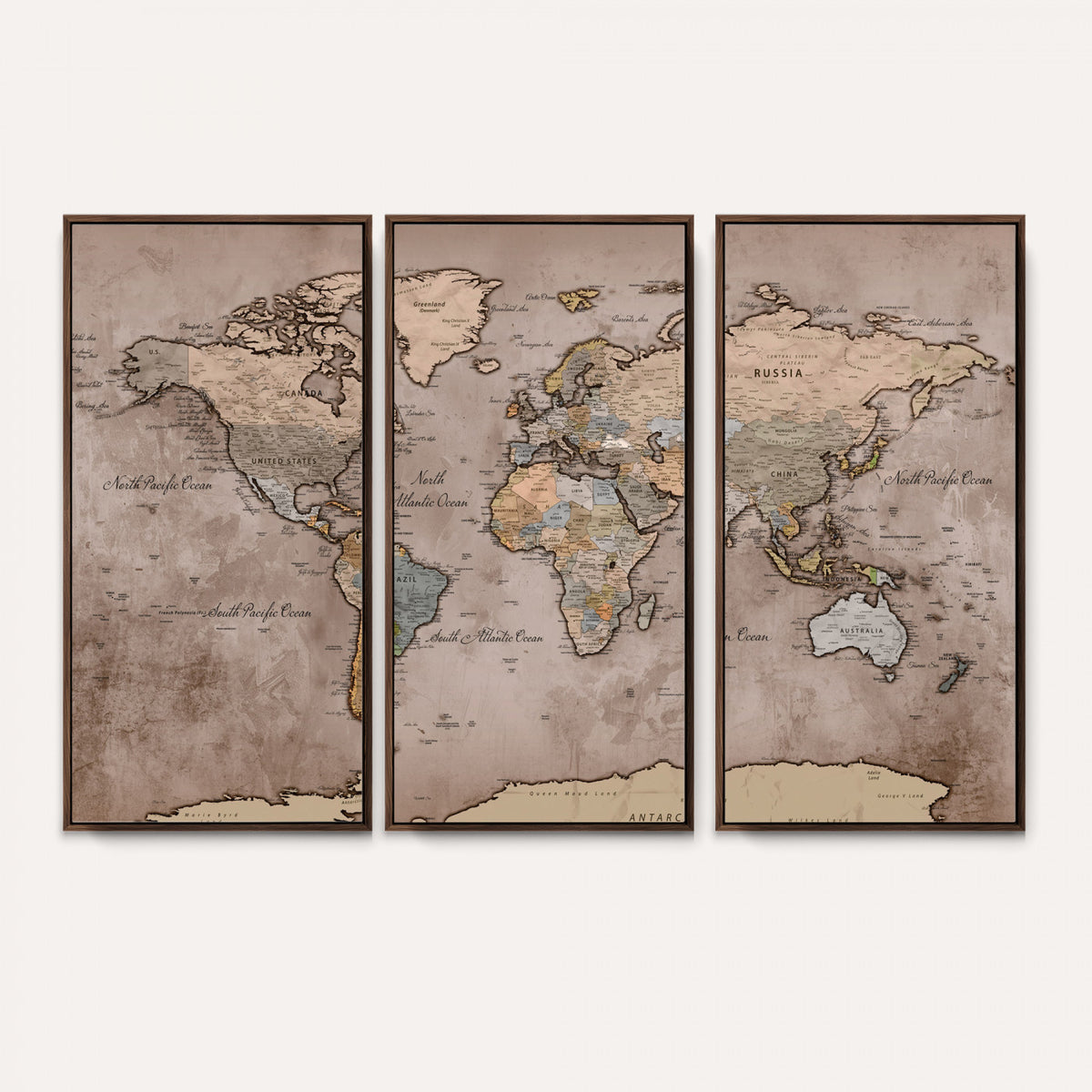 91471273-MGV-CV-36X24 - Grunge World Map Canvas Wall Art - Vintage Aged World Map