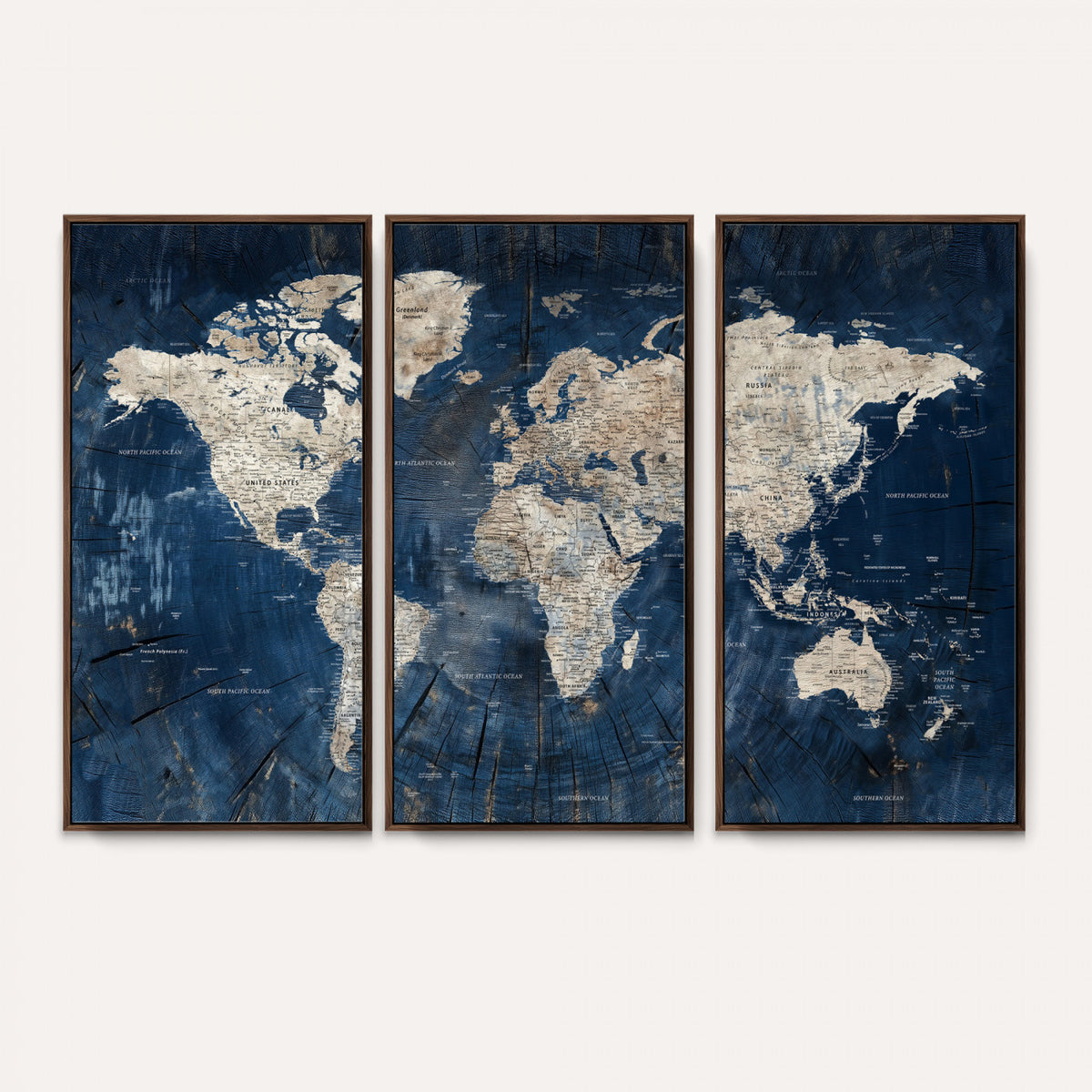 56126010-MGV-CV-36X24 - Large Blue World Map Wall Art Canvas Print for Home Office
