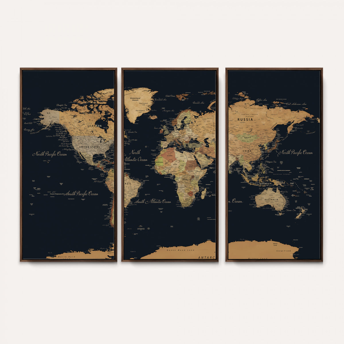 36916368-MGV-CV-36X24 - Vintage World Map Earth Globe Countries Oceans Continents