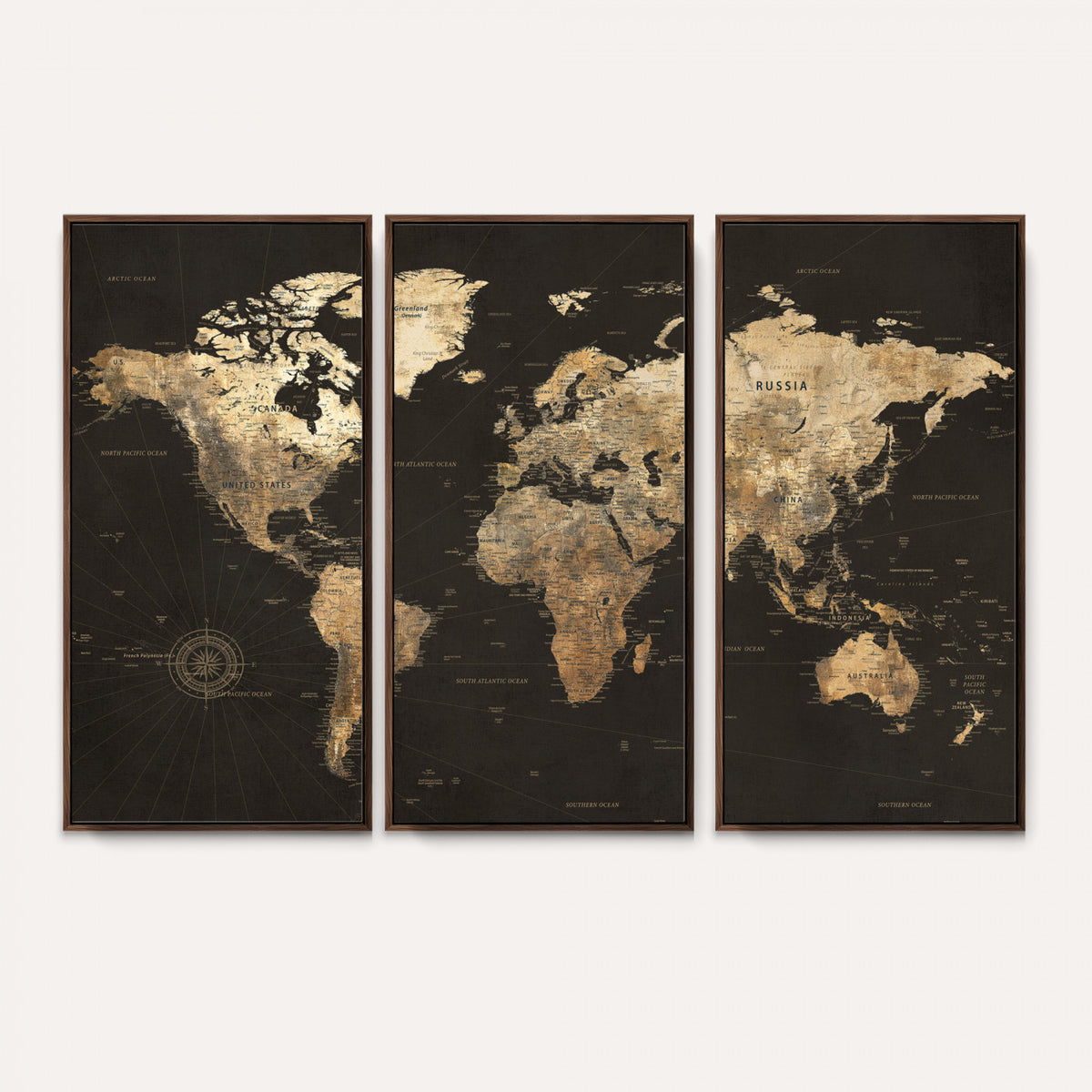 70985630-MGV-CV-36X24 - Framed World Map with Pin Canvas Print – Detailed World Map