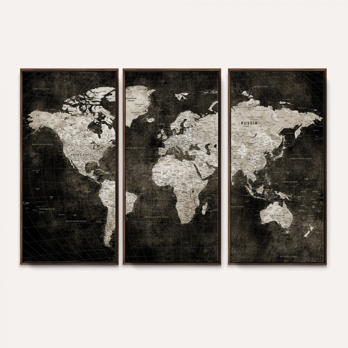 94581666-MGV-CV-36X24 - Vintage World Map Wall Art Canvas Print – Framed Large Map