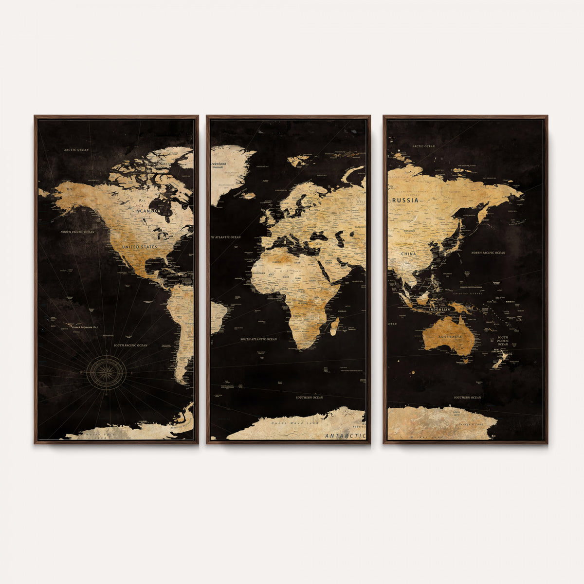 70468159-MGV-CV-36X24 - Extra Large World Map Canvas Print – Detailed Map Classic