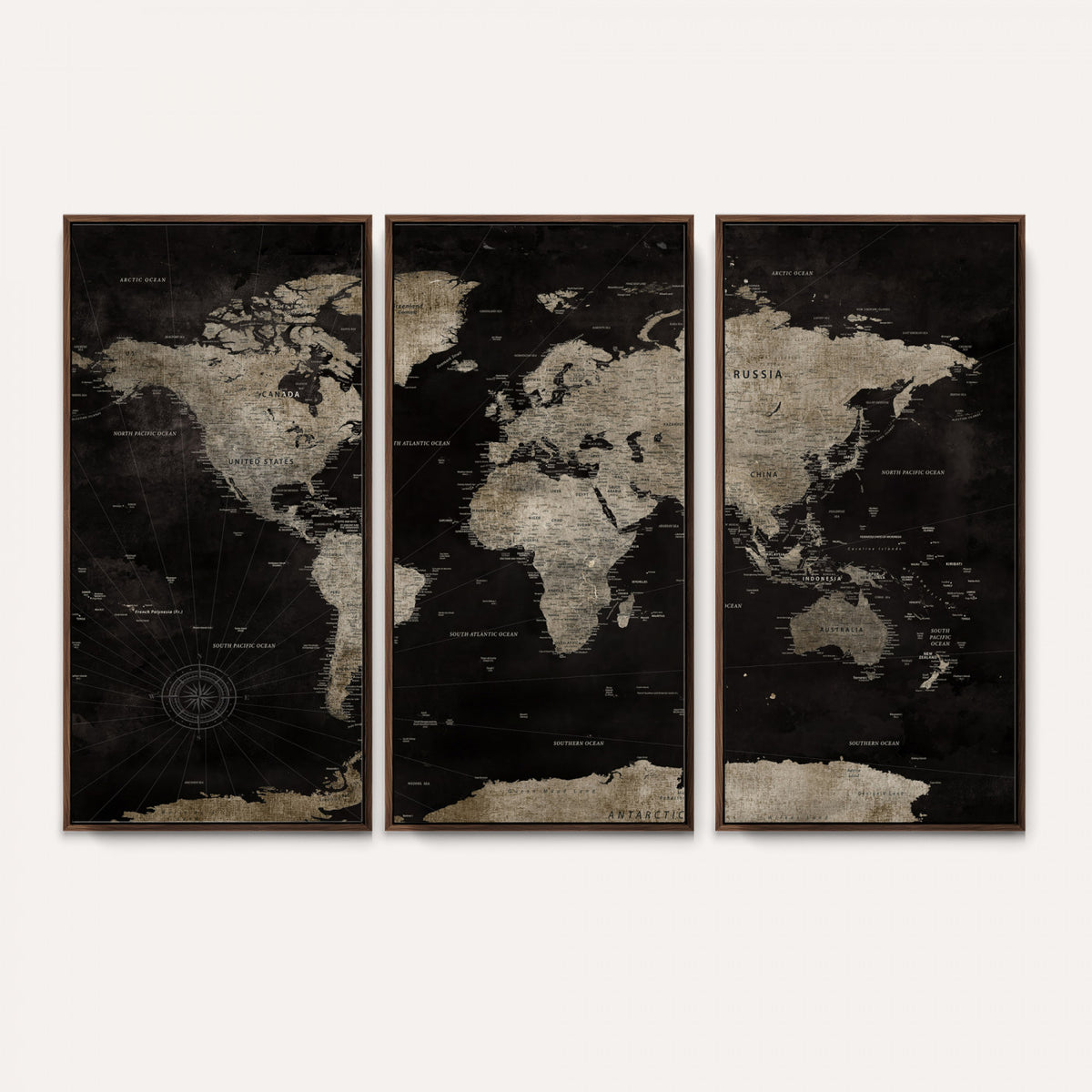 56225956-MGV-CV-36X24 - Detailed World Map Wall Art Print - Large Framed World Map