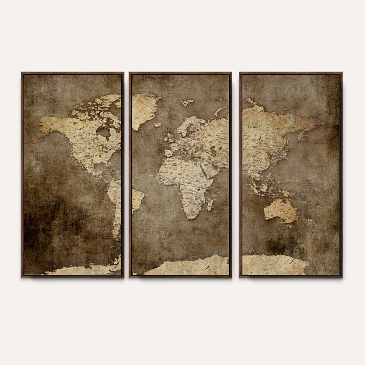 35847542-MGV-CV-36X24 - Dark Vintage World Map Canvas Wall Art Print, Antique Map