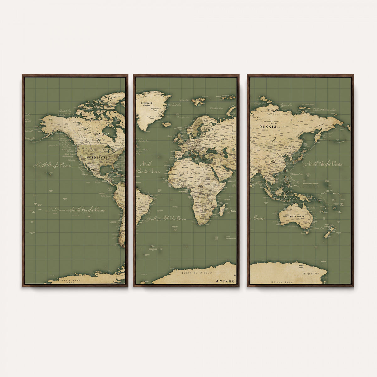 13750241-MGV-CV-36X24 - Vintage World Map Canvas Wall Art Print, Classic Global Map