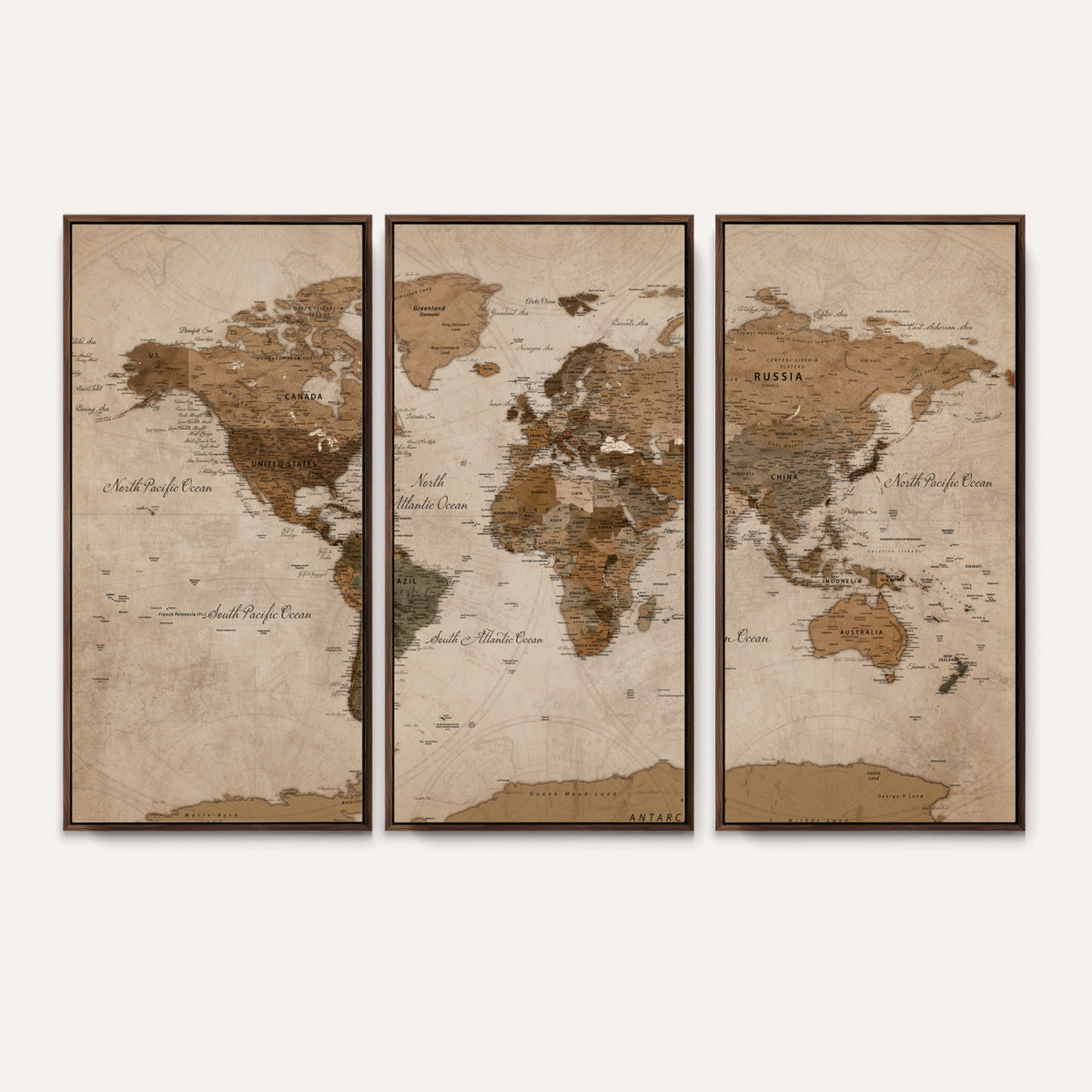 40064188-MGV-CV-36X24 - World Map Wall Art Canvas Print, Modern Decorative Framed Map Artwork Prints for Living Room, Office, Bedroom Wall Decor