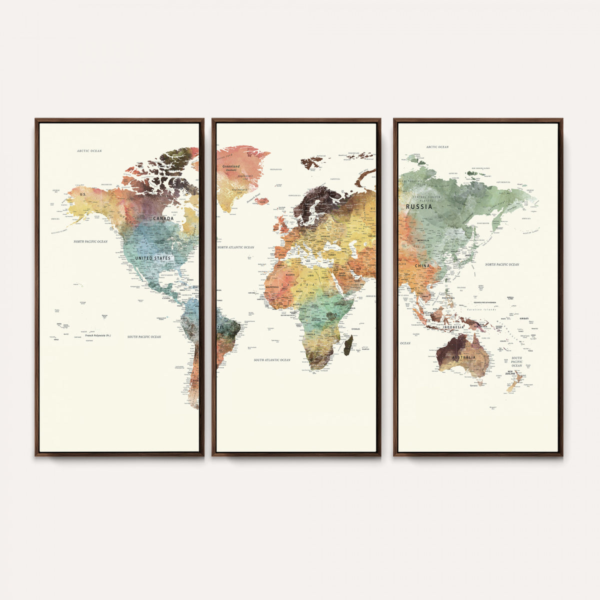64206059-MGV-CV-36X24 - Framed World Map Wall Art Canvas Print for Living Room and