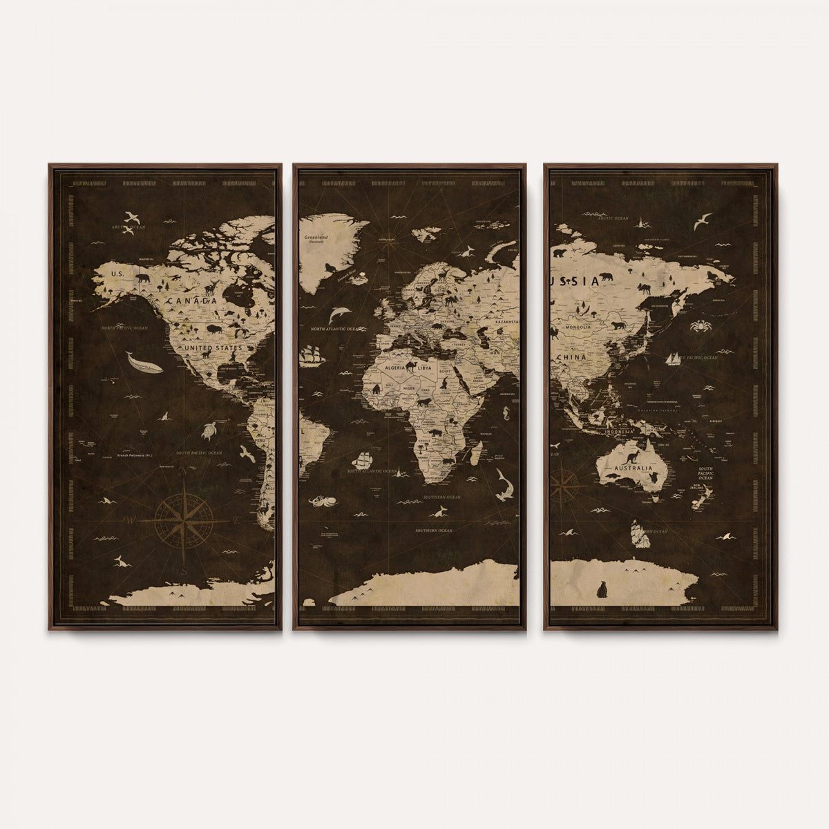 44276398-MGV-CV-36X24 - World Map Wall Art Canvas Print, Modern Decorative Framed Map Artwork Prints for Living Room, Office, Bedroom Wall Decor
