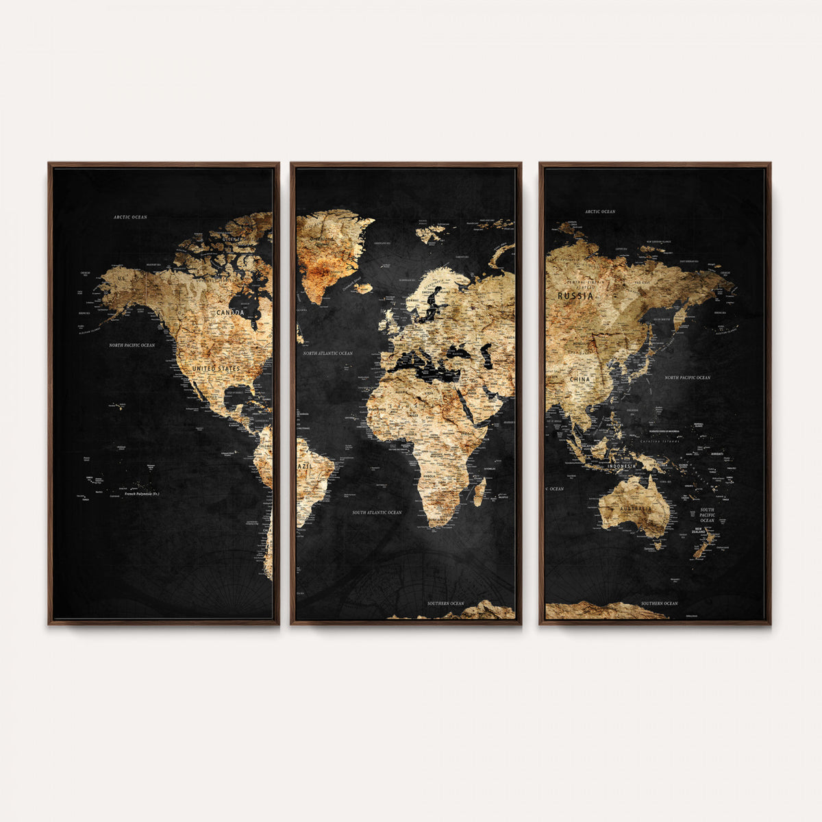 23568589-MGV-CV-36X24 - World Map Wall Art Canvas Print, Modern Decorative Framed Map Artwork Prints for Living Room, Office, Bedroom Wall Decor