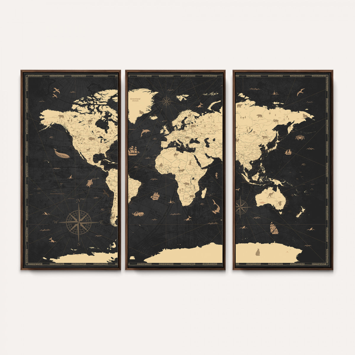 75220264-MGV-CV-36X24 - World Map Wall Art Canvas Print, Modern Decorative Framed Map Artwork Prints for Living Room, Office, Bedroom Wall Decor