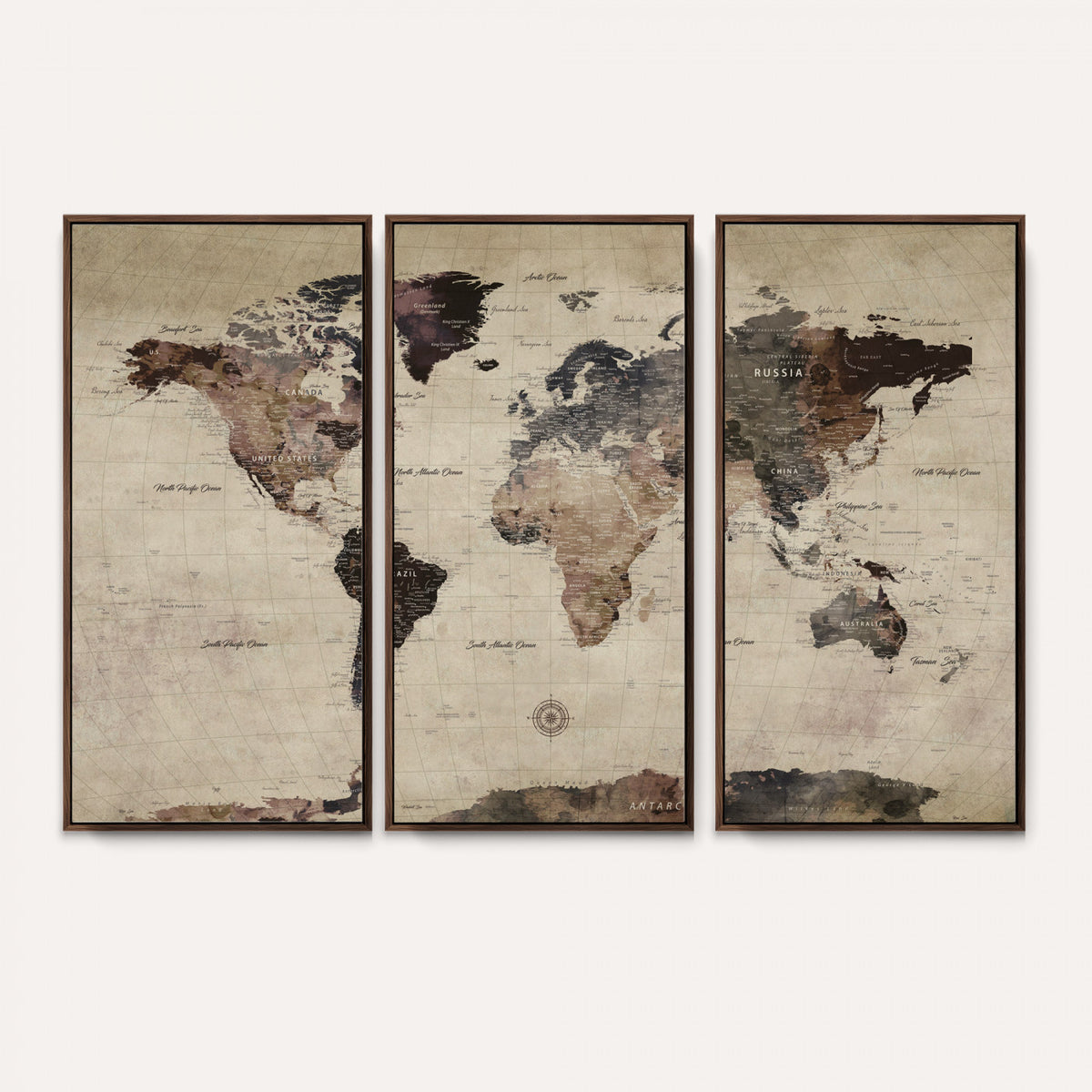 60560672-MGV-CV-36X24 - World Map Wall Art Canvas Print, Modern Decorative Framed Map Artwork Prints for Living Room, Office, Bedroom Wall Decor