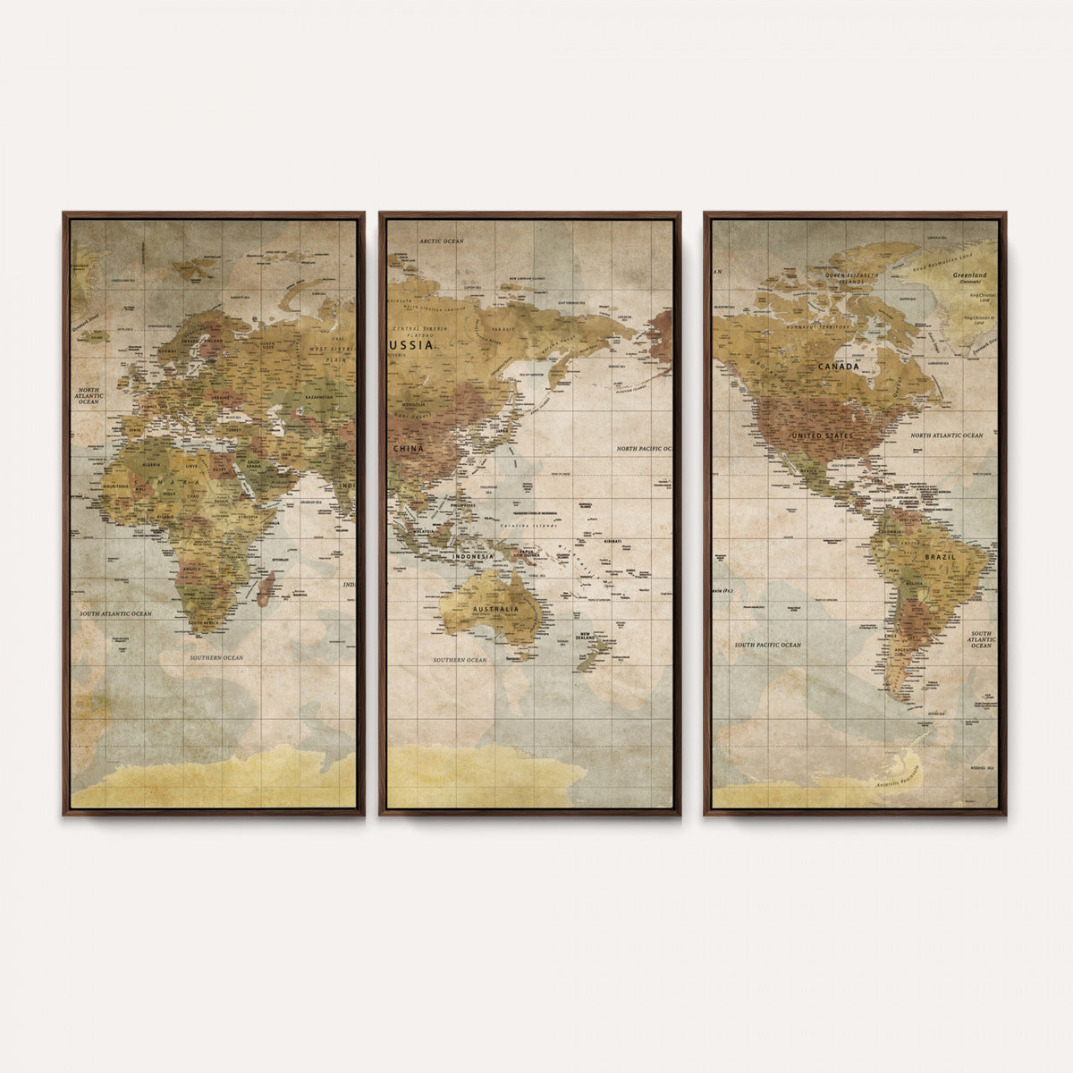 22305205-MGV-CV-36X24 - World Map Wall Art Canvas Print, Modern Decorative Framed Map Artwork Prints for Living Room, Office, Bedroom Wall Decor