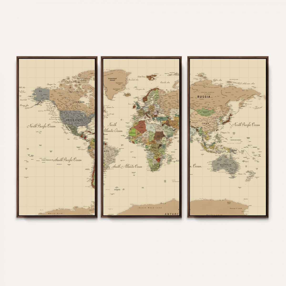 31407854-MGV-CV-36X24 - World Map Wall Art Canvas Print, Modern Decorative Framed Map Artwork Prints for Living Room, Office, Bedroom Wall Decor