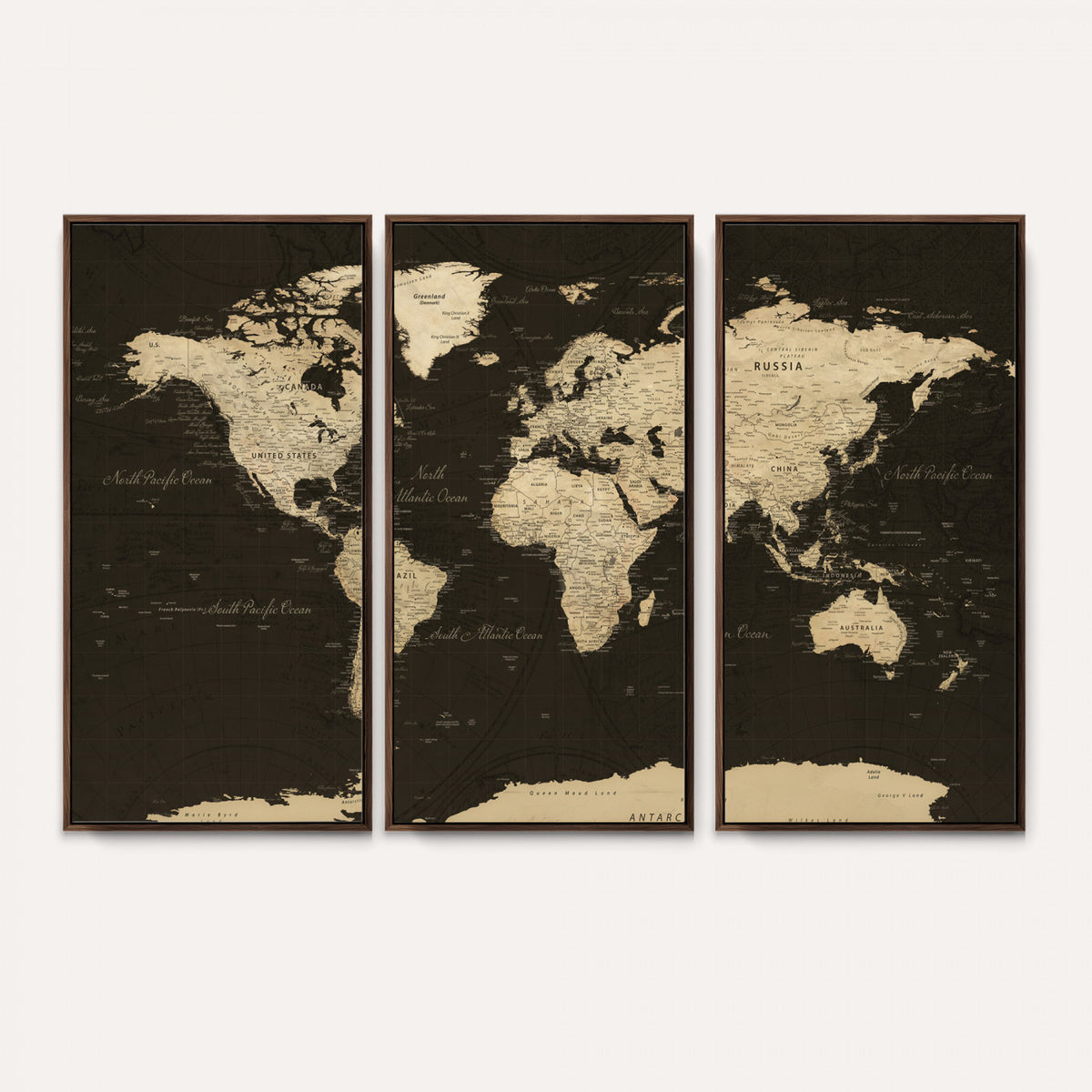 89024244-MGV-CV-36X24 - World Map Wall Art Canvas Print, Modern Decorative Framed Map Artwork Prints for Living Room, Office, Bedroom Wall Decor