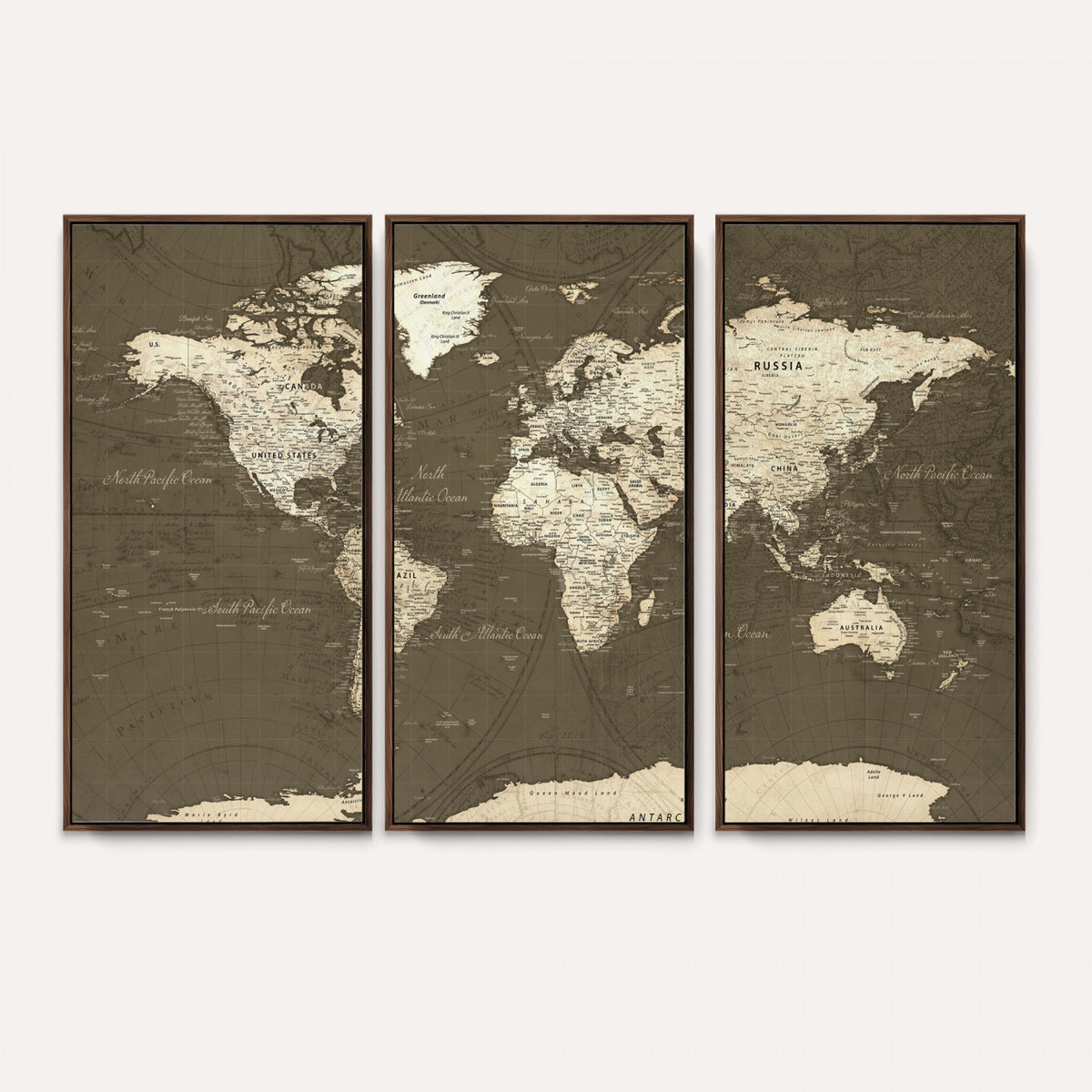 33202610-MGV-CV-36X24 - World Map Wall Art Canvas Print, Modern Decorative Framed Map Artwork Prints for Living Room, Office, Bedroom Wall Decor
