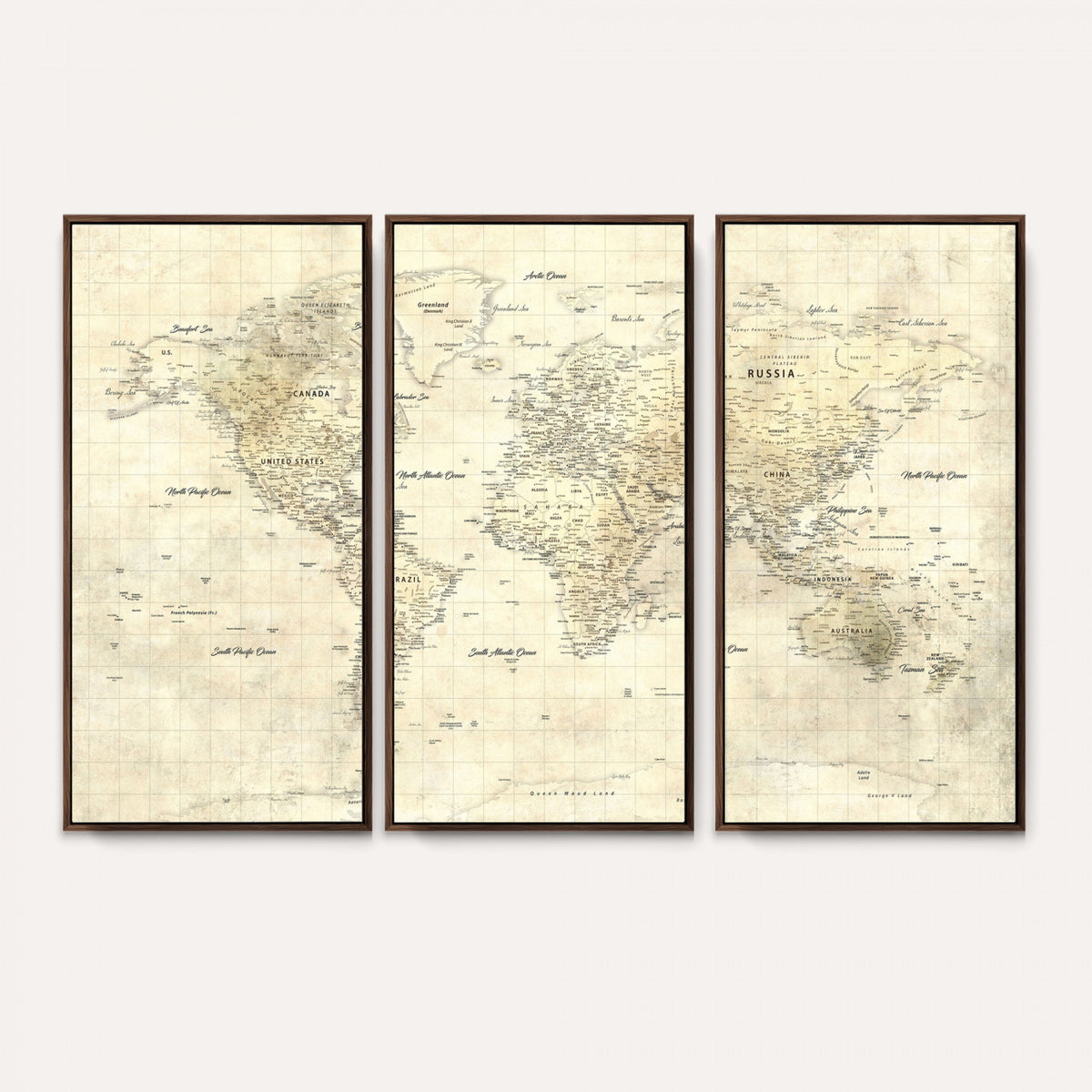 17101439-MGV-CV-36X24 - World Map Wall Art Canvas Print, Modern Decorative Framed Map Artwork Prints for Living Room, Office, Bedroom Wall Decor