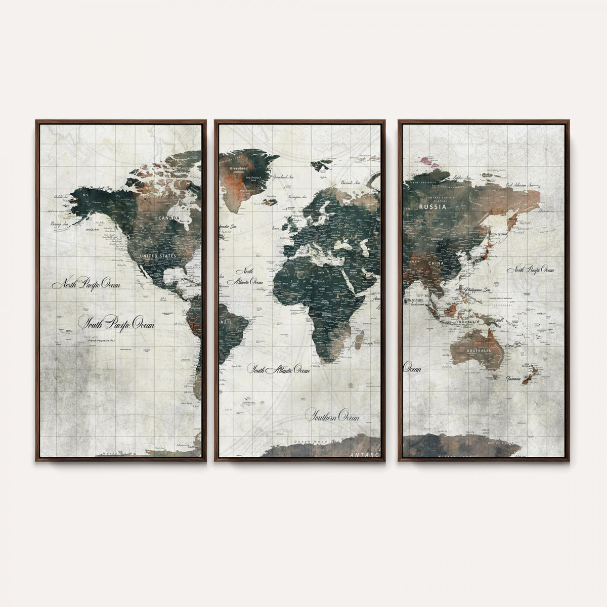 91179593-MGV-CV-36X24 - World Map Wall Art Canvas Print, Modern Decorative Framed Map Artwork Prints for Living Room, Office, Bedroom Wall Decor