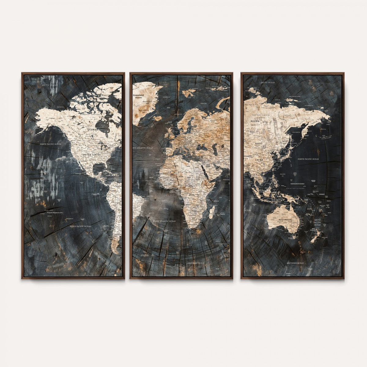 89162112-MGV-CV-36X24 - World Map Wall Art Canvas Print, Modern Decorative Framed Map Artwork Prints for Living Room, Office, Bedroom Wall Decor
