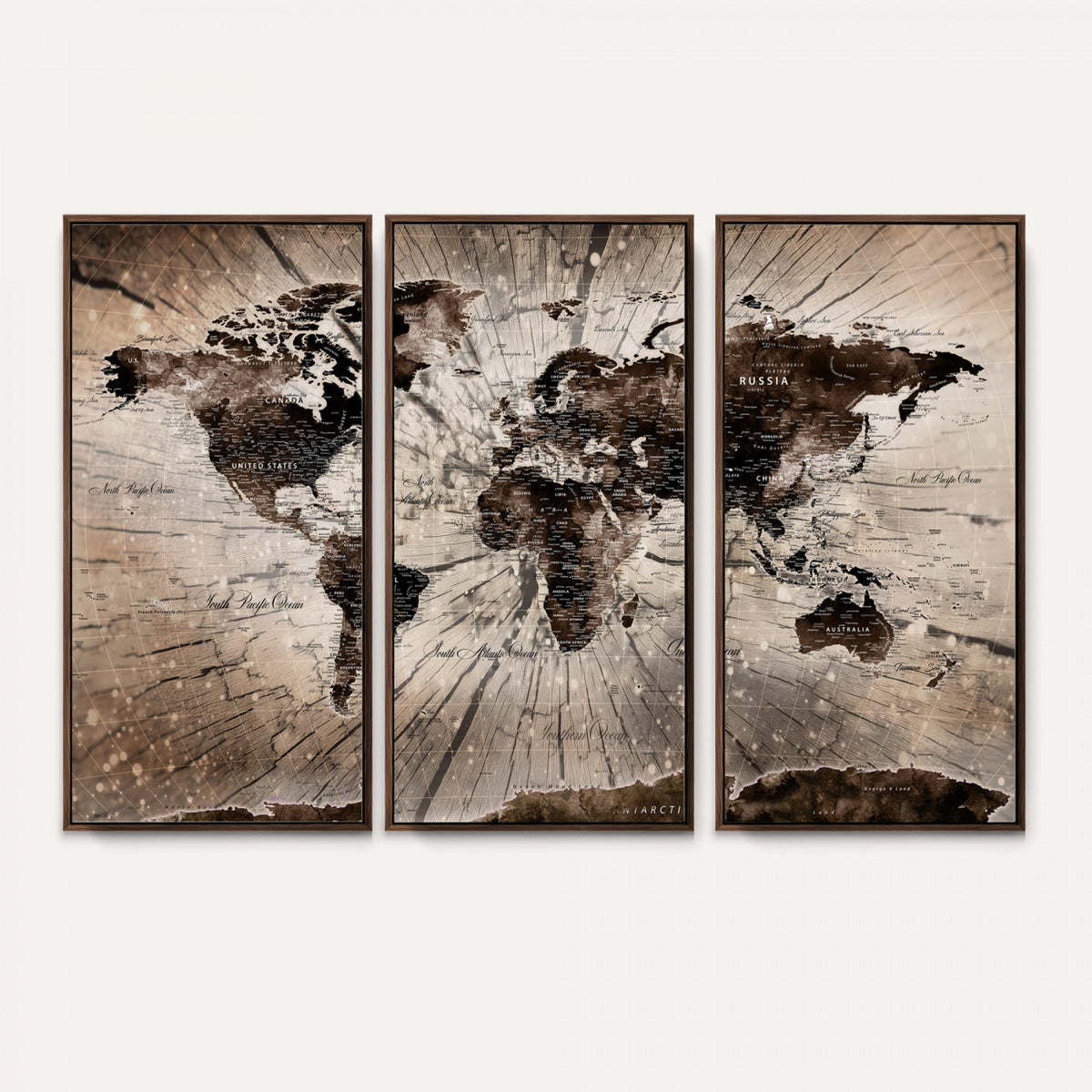 94623295-MGV-CV-36X24 - World Map Wall Art Canvas Print, Modern Decorative Framed Map Artwork Prints for Living Room, Office, Bedroom Wall Decor