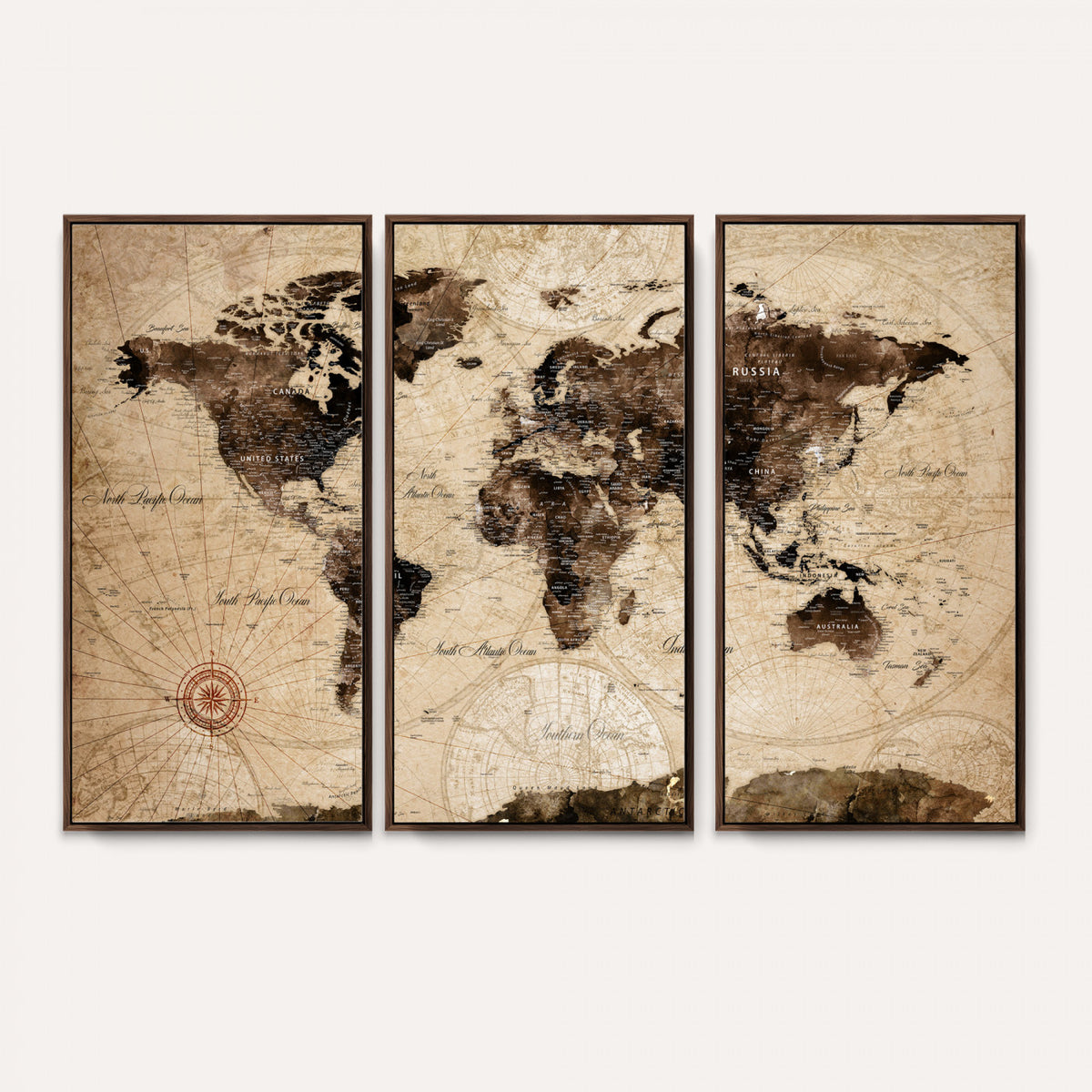 47657418-MGV-CV-36X24 - World Map Wall Art Canvas Print, Modern Decorative Framed Map Artwork Prints for Living Room, Office, Bedroom Wall Decor