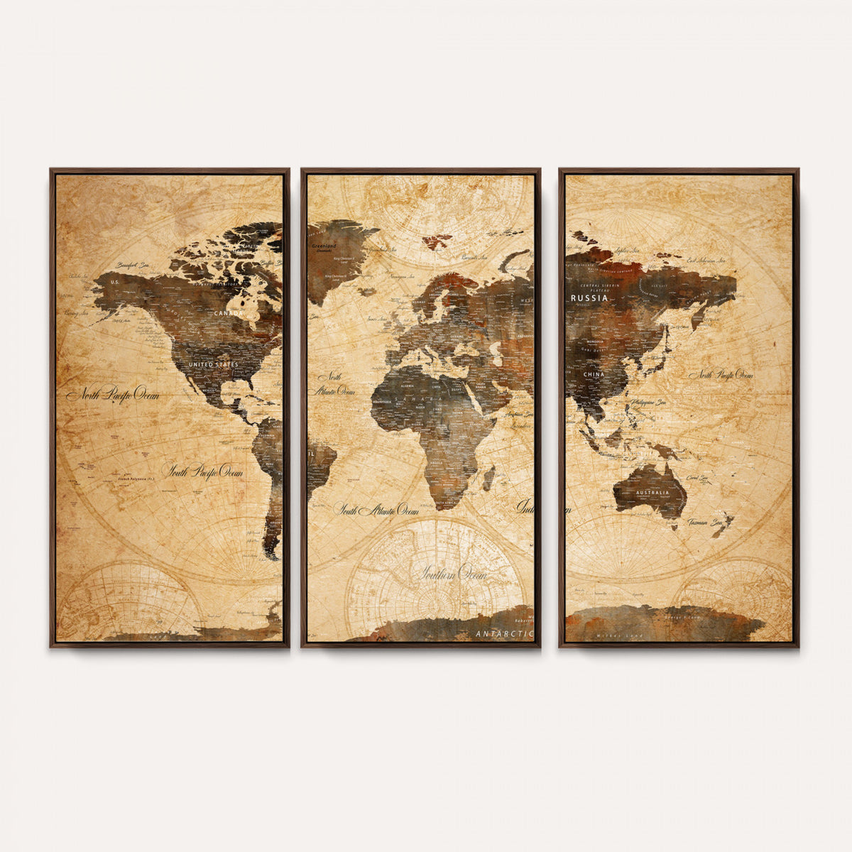 63156625-MGV-CV-36X24 - World Map Wall Art Canvas Print, Modern Decorative Framed Map Artwork Prints for Living Room, Office, Bedroom Wall Decor