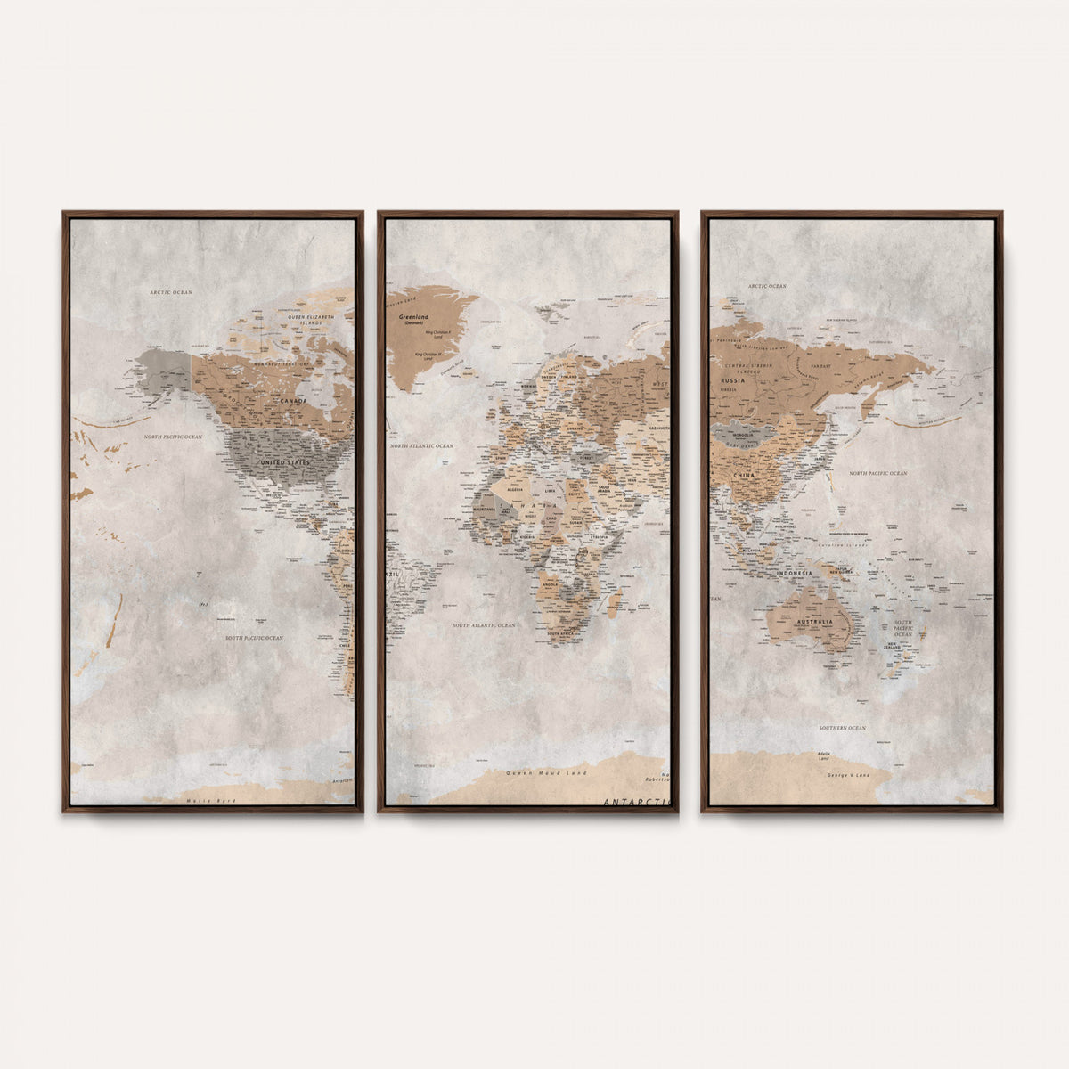 34051638-MGV-CV-36X24 - Detailed World Map Wall Art Canvas Print for Home and Office Decor