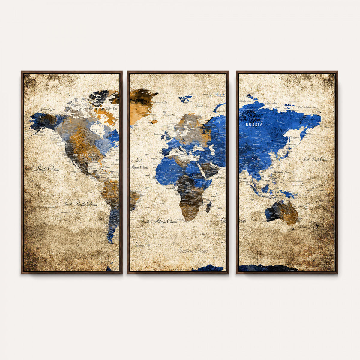27314341-MGV-CV-36X24 - World Map Wall Art Canvas Print, Modern Decorative Framed Map Artwork Prints for Living Room, Office, Bedroom Wall Decor
